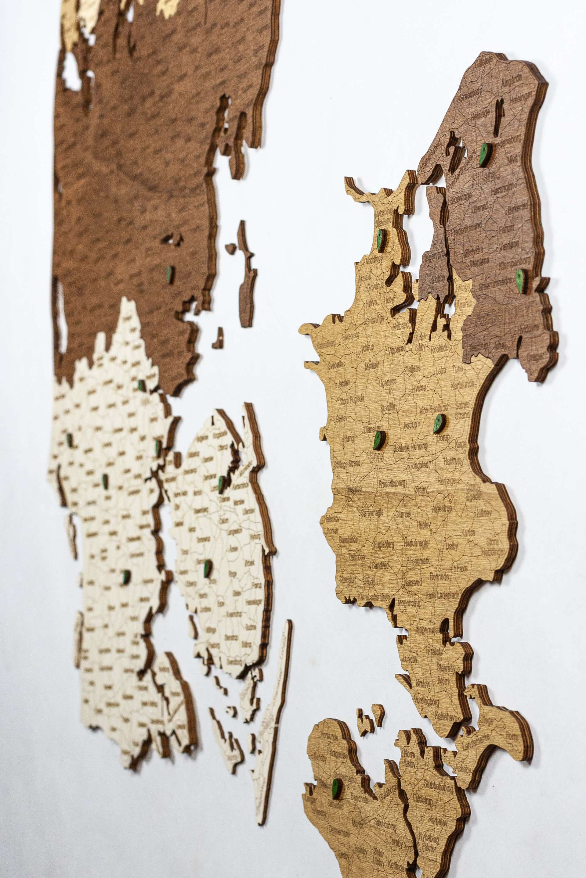 Denmark Wooden Map