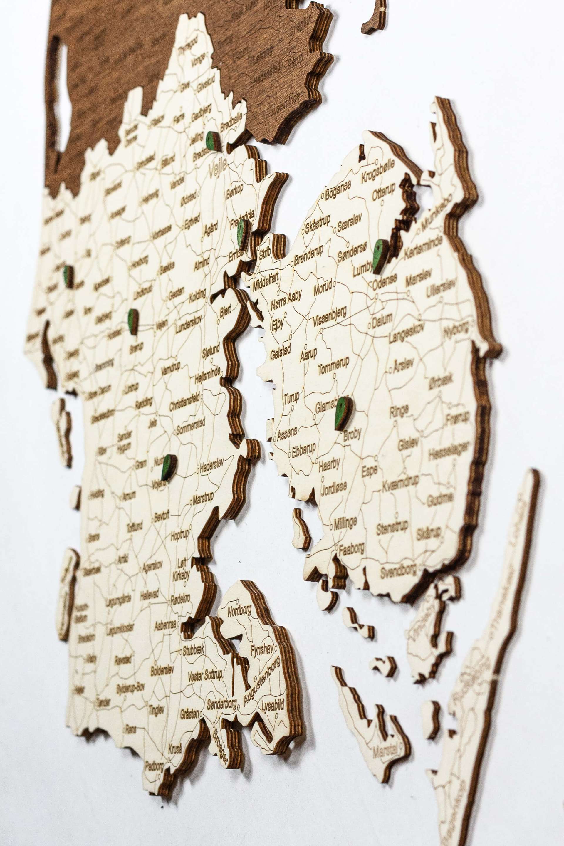Denmark Wooden Map
