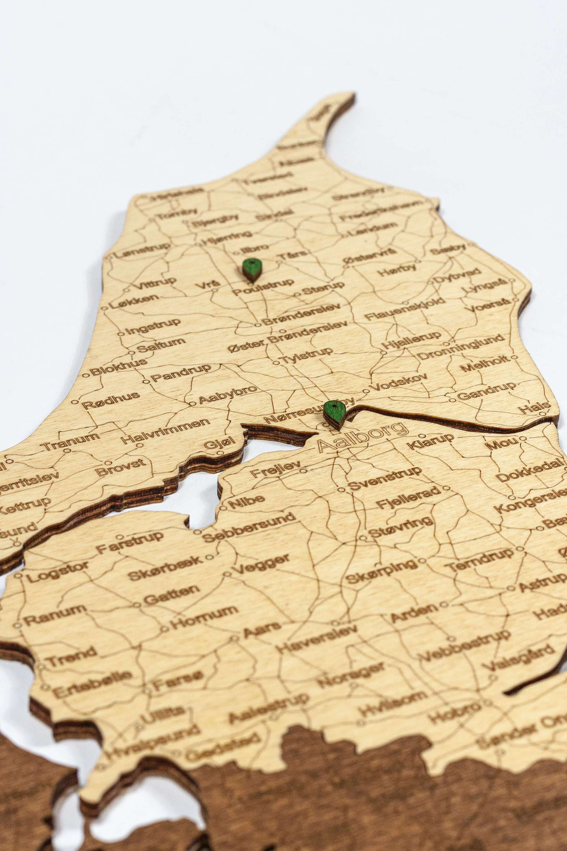 Denmark Wooden Map