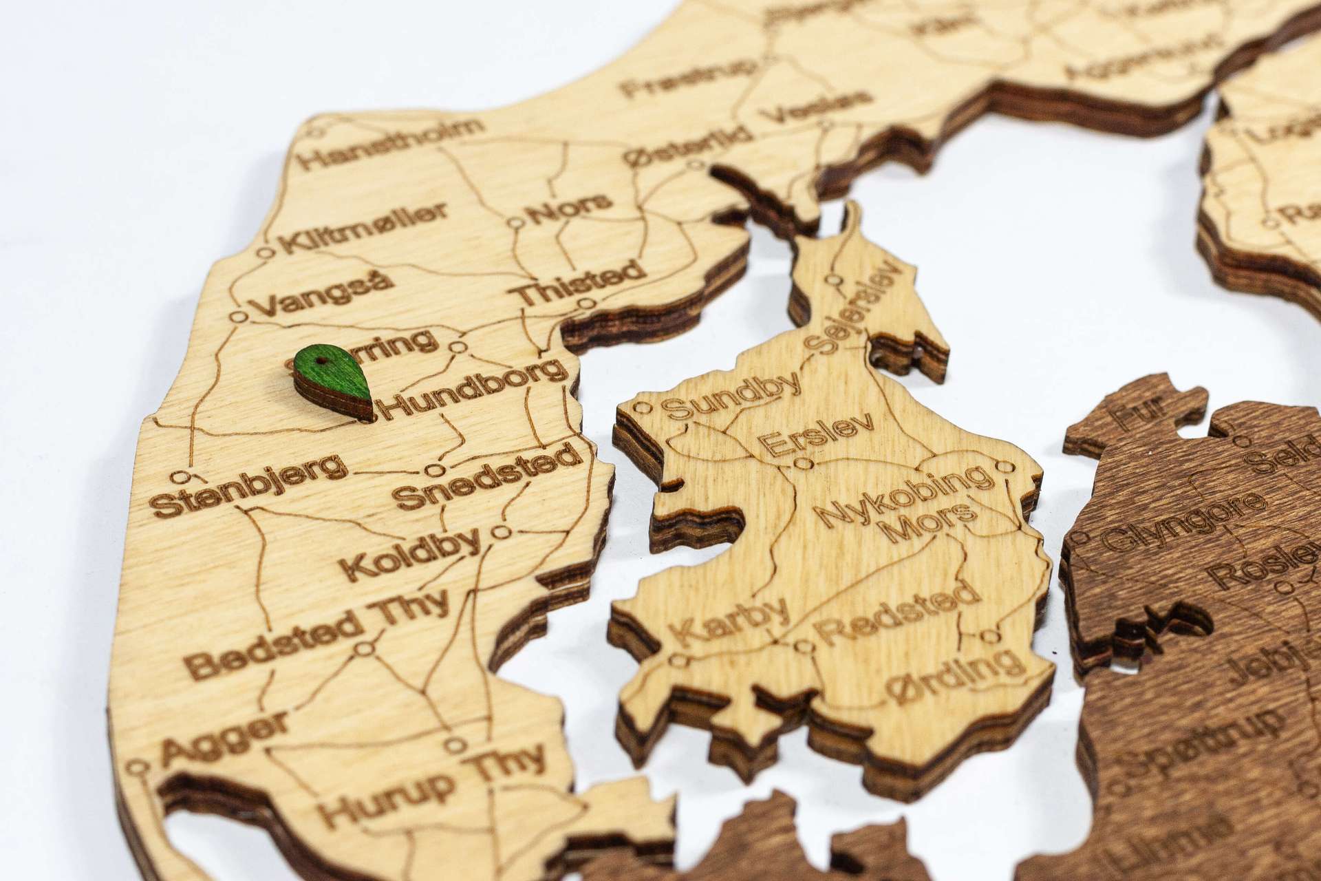 Denmark Wooden Map