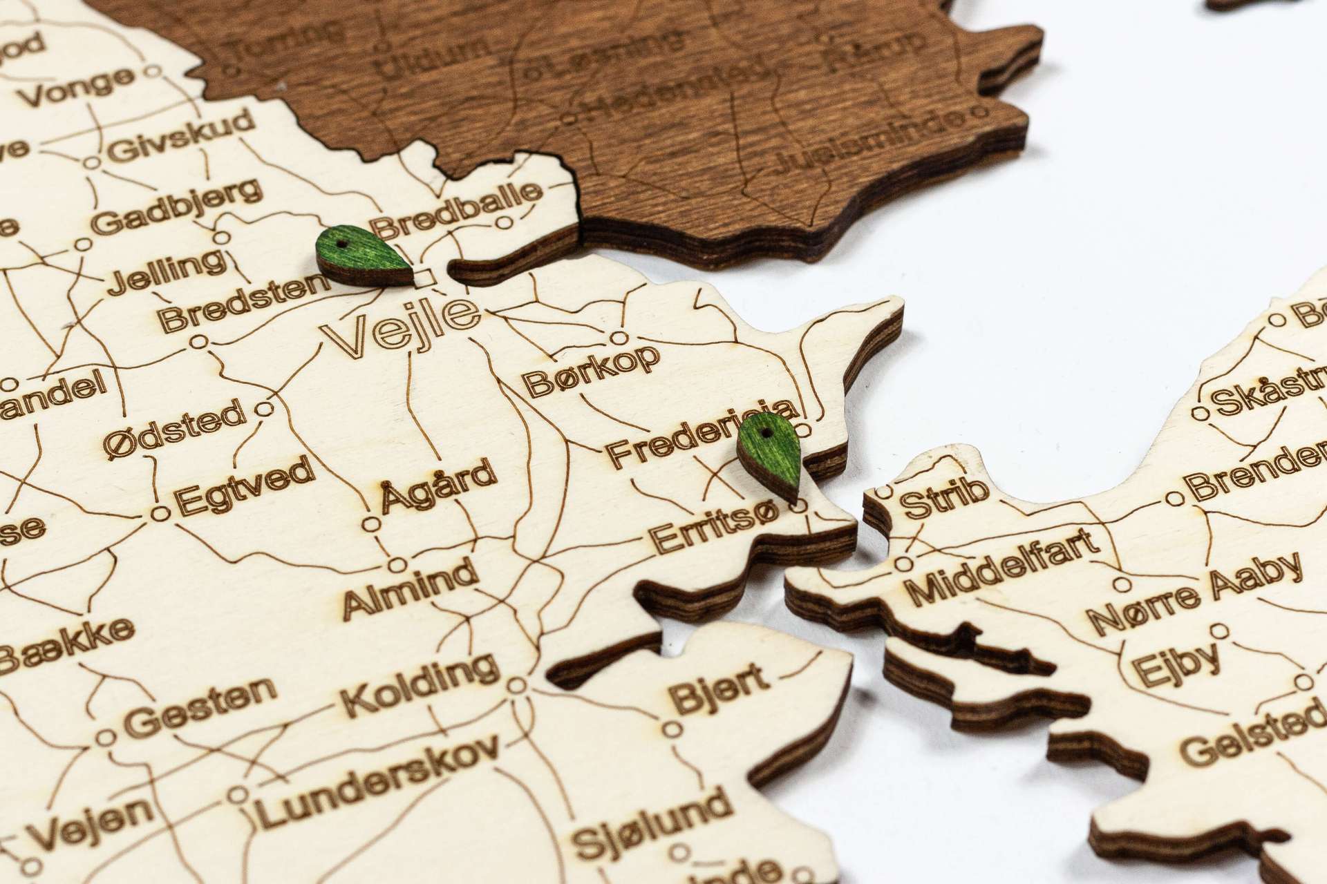 Denmark Wooden Map