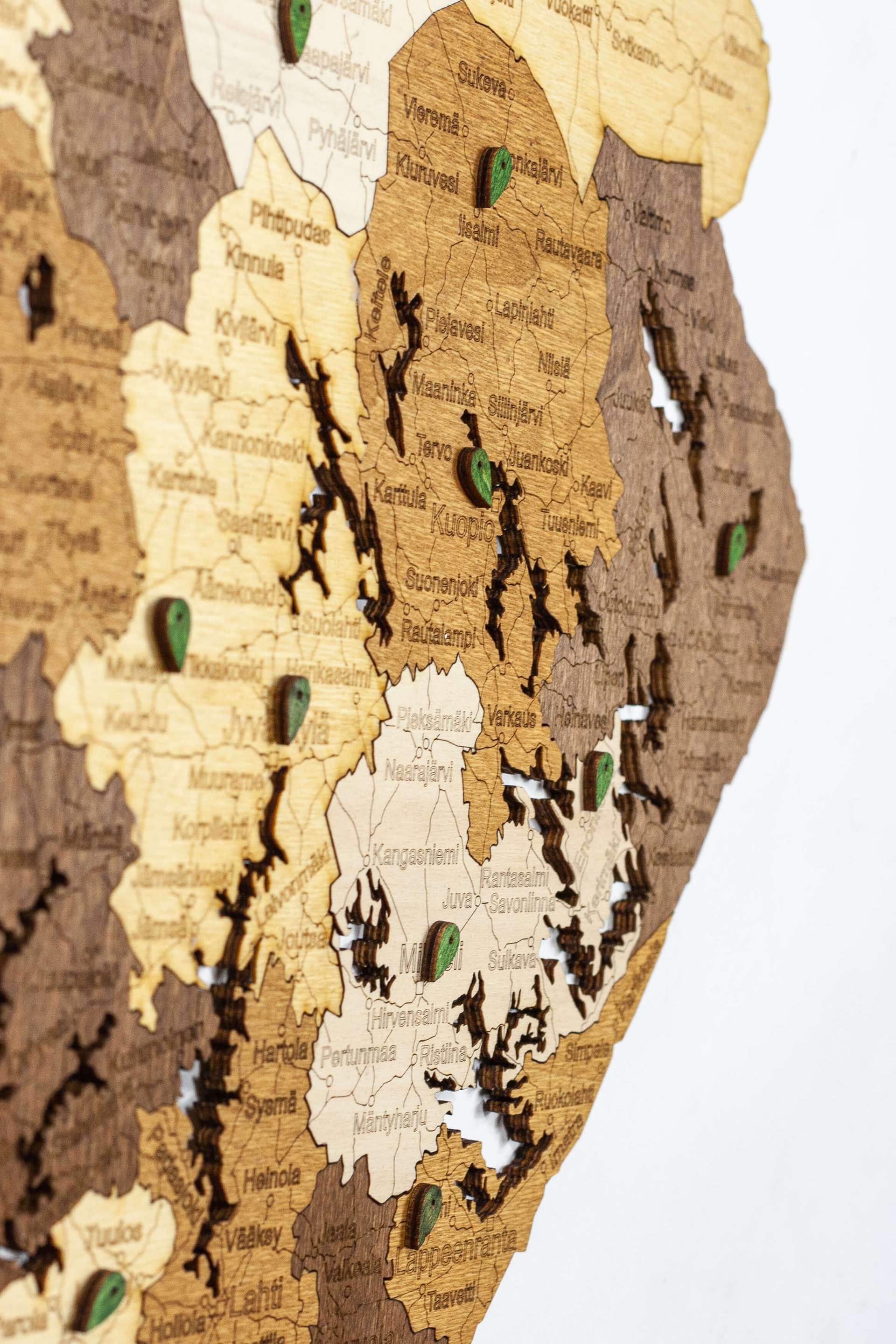 Finland Wooden Map
