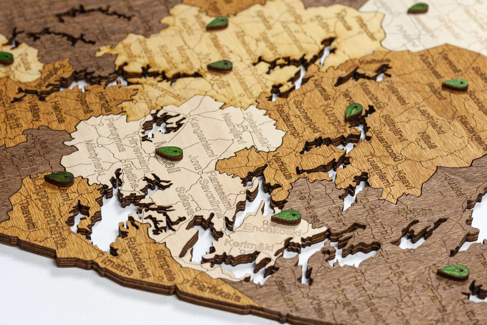 Finland Wooden Map