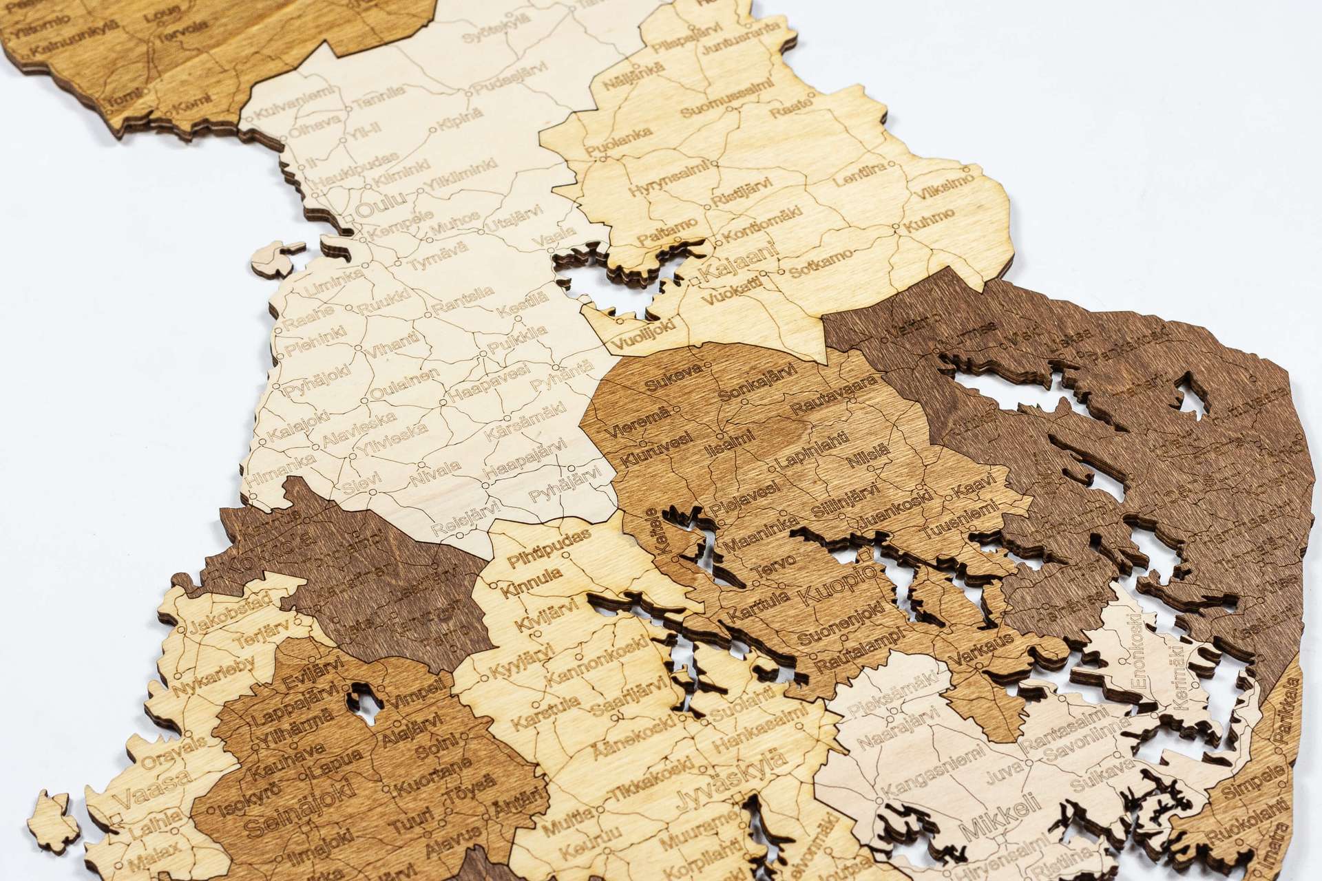 Finland Wooden Map