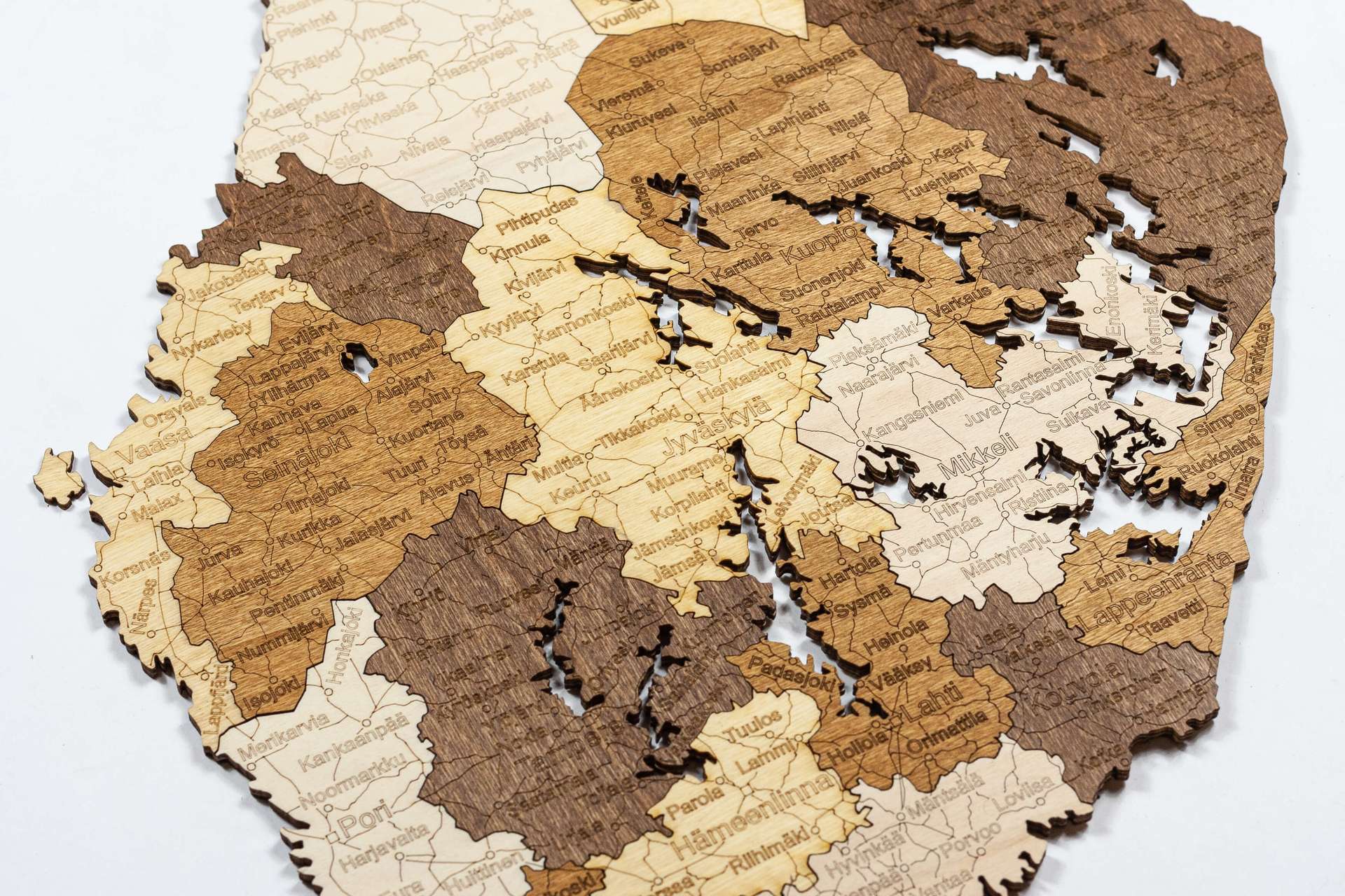 Finland Wooden Map