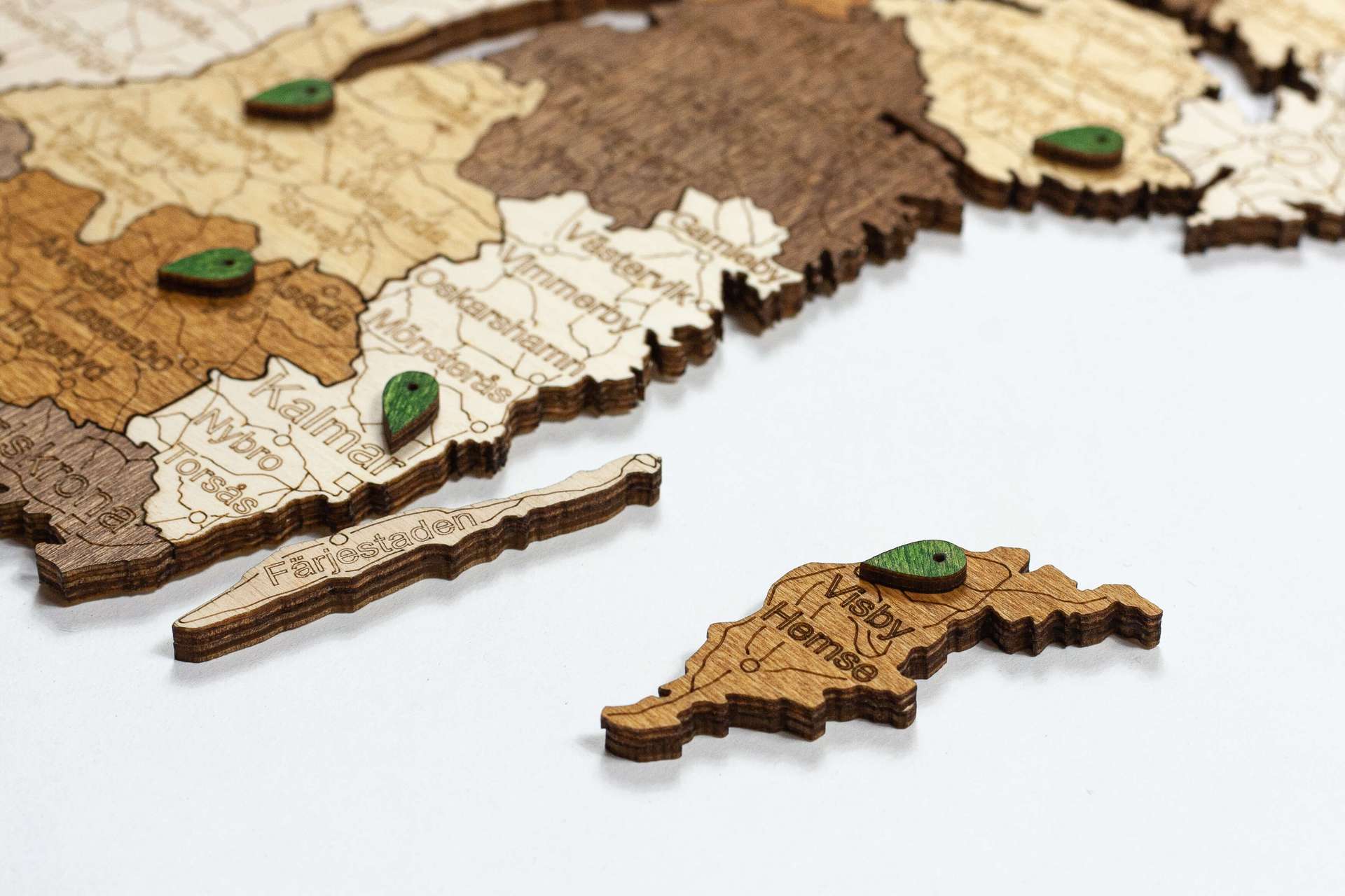 Mapa da Suécia em madeira