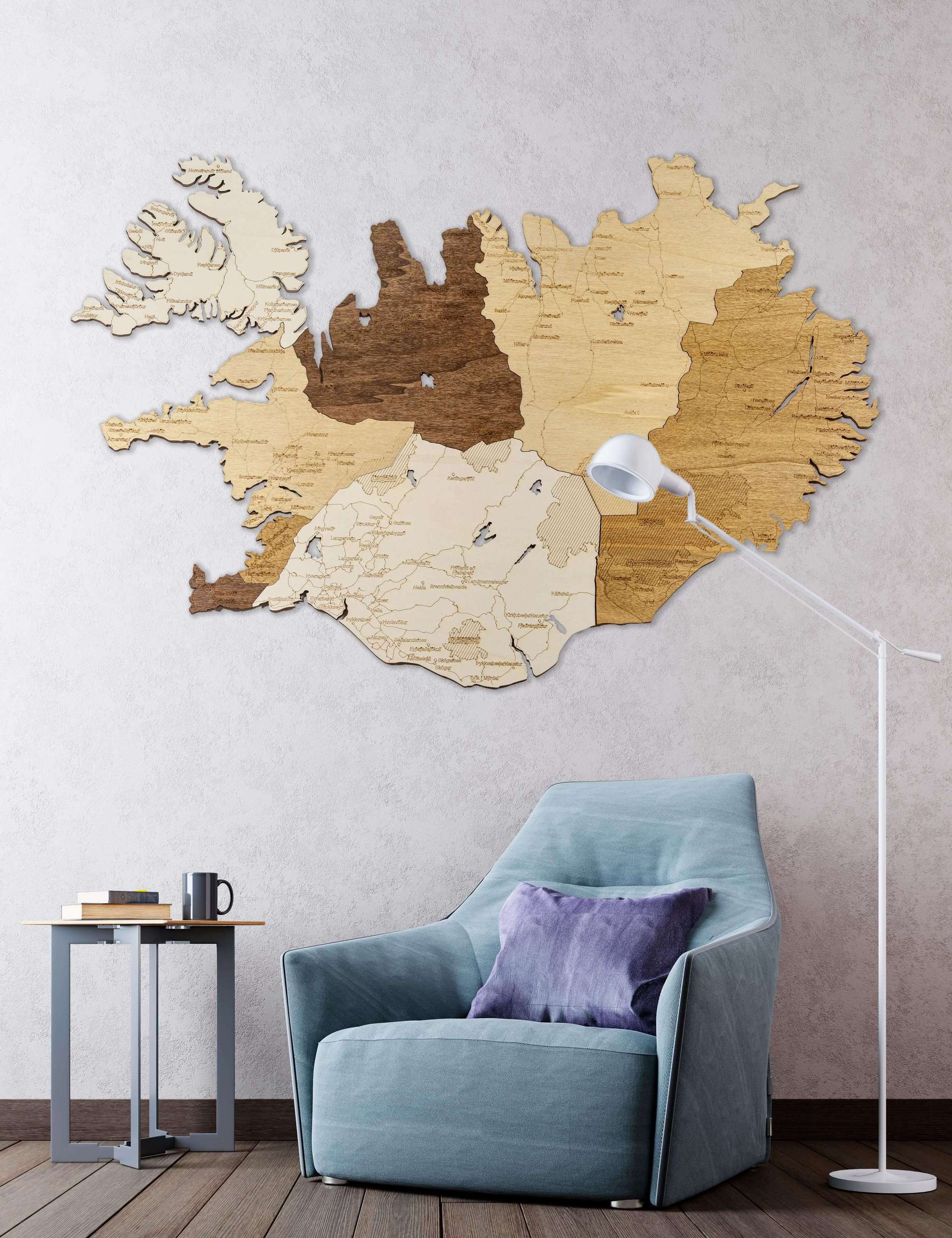 Wooden Map of Iceland
