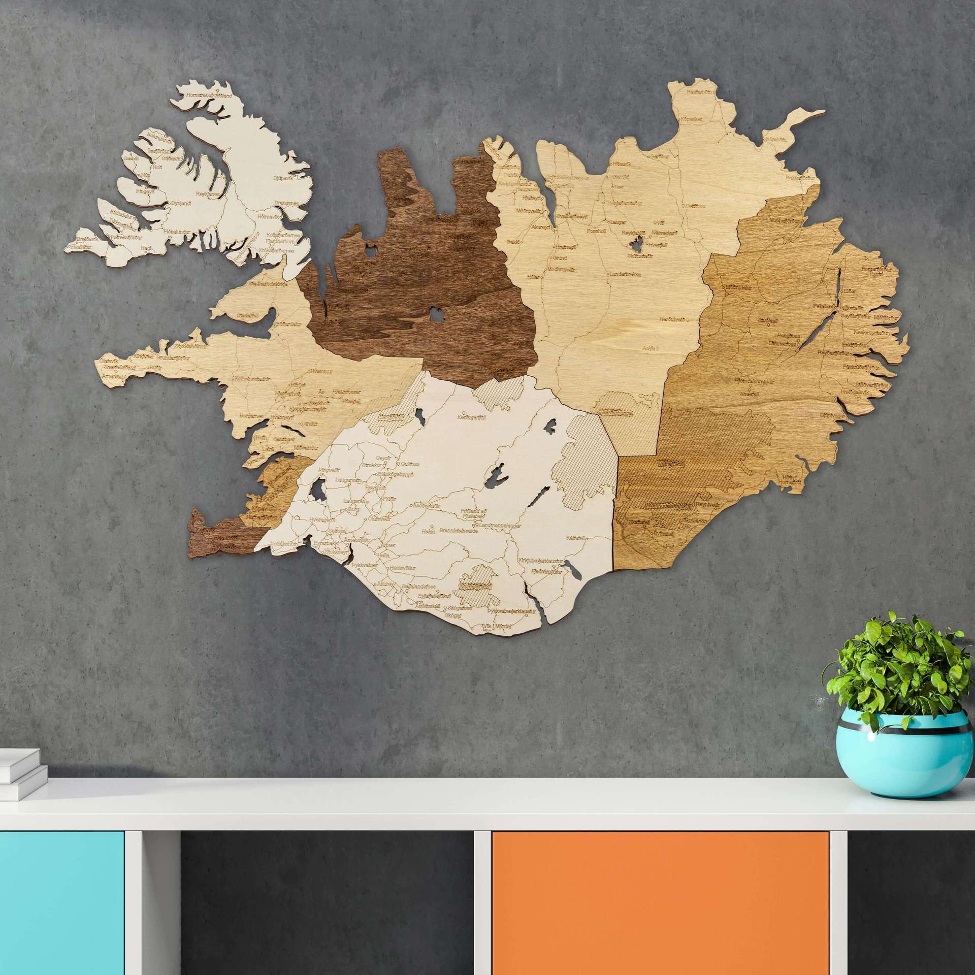 Wooden Map of Iceland