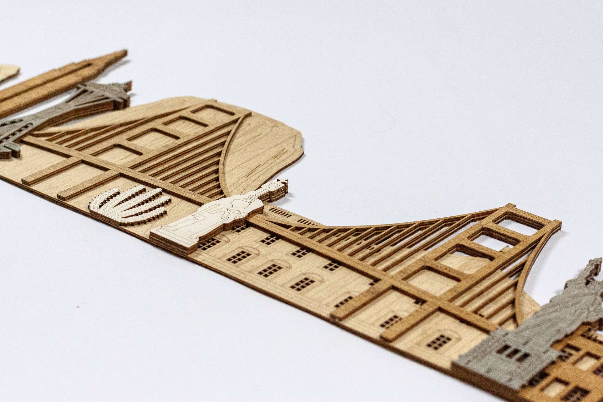 USA Landmarks Wooden Wall Panel