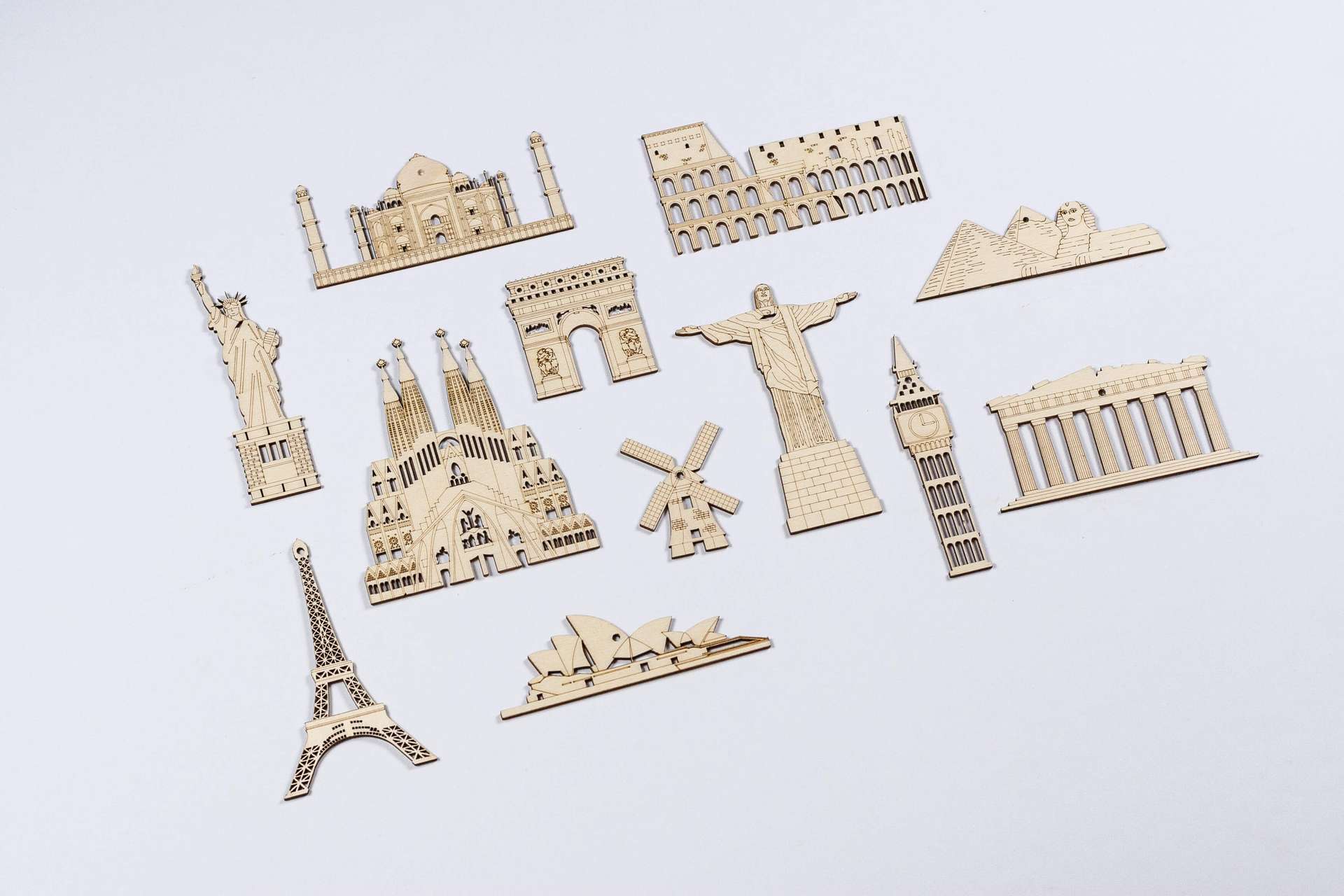 Wooden Landmark Ornaments