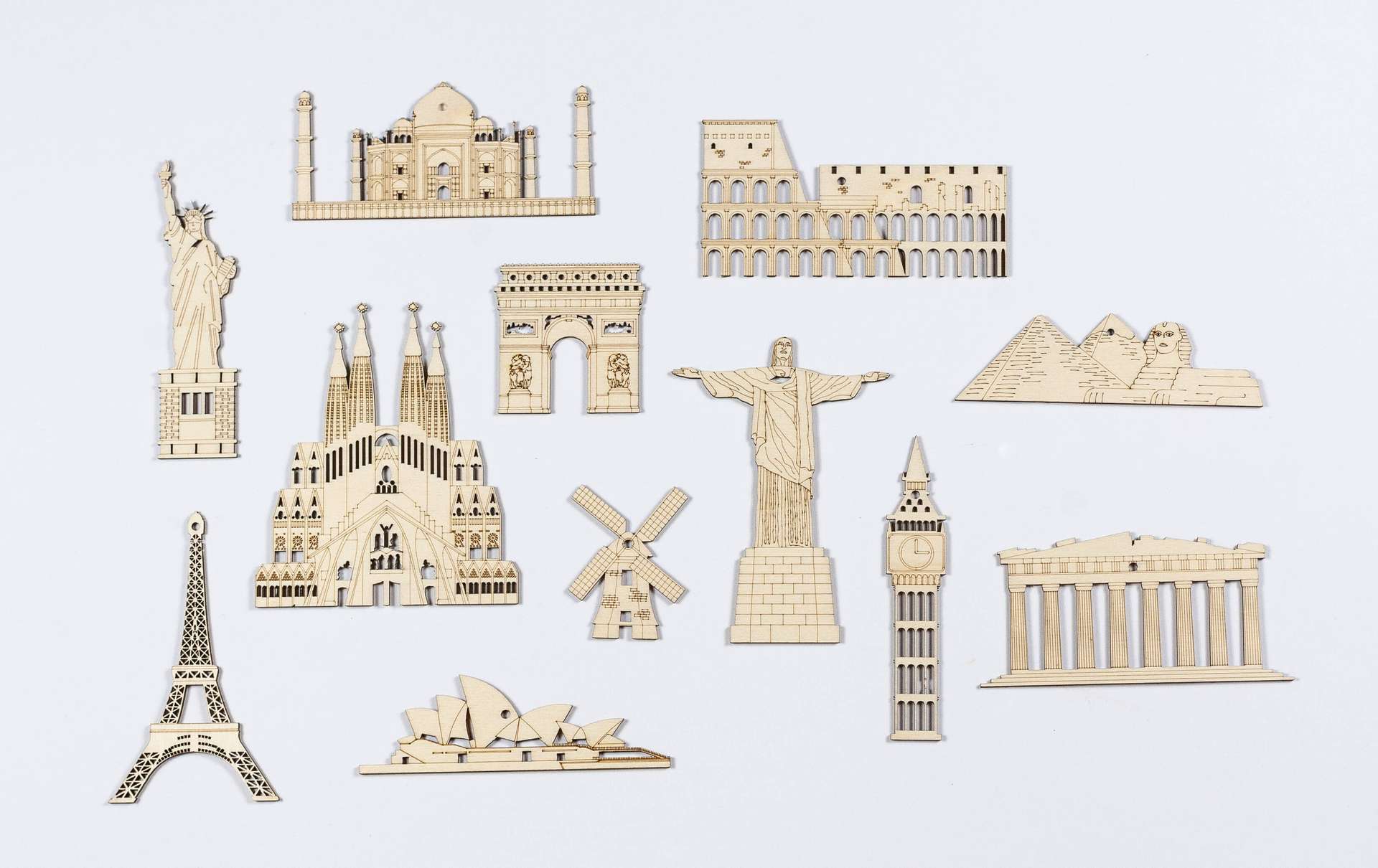 Wooden Landmark Ornaments