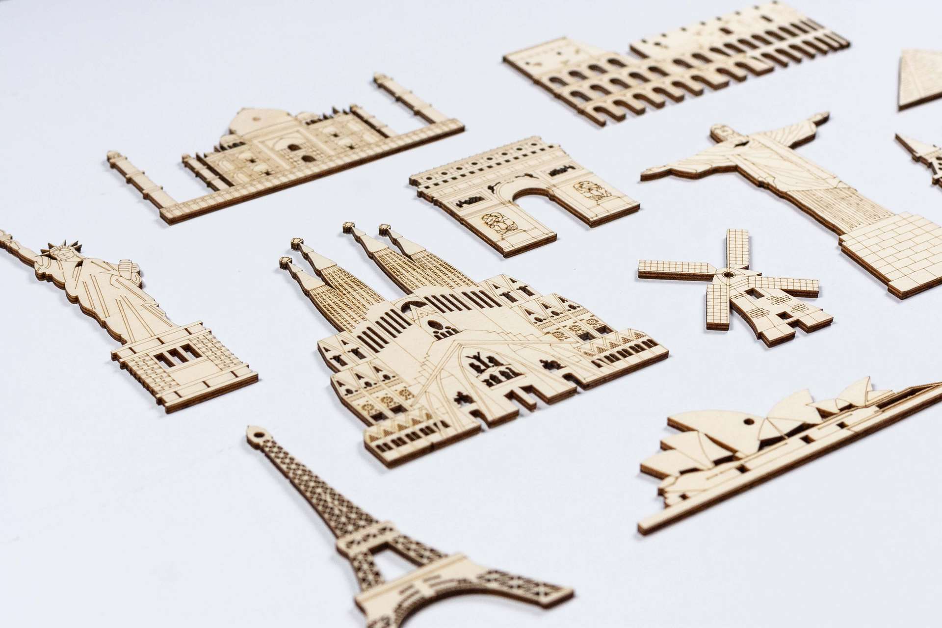 Wooden Landmark Ornaments