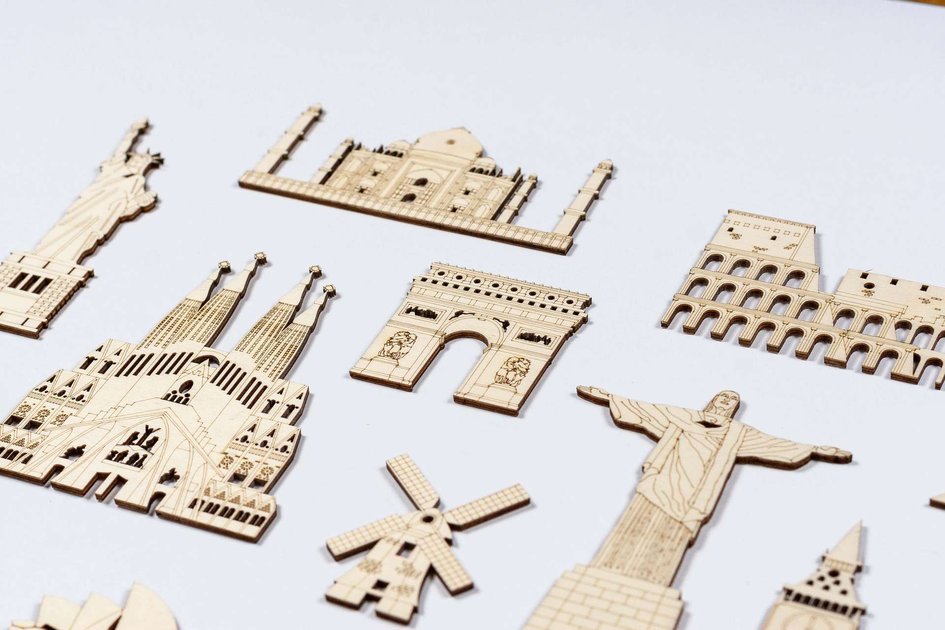 Wooden Landmark Ornaments