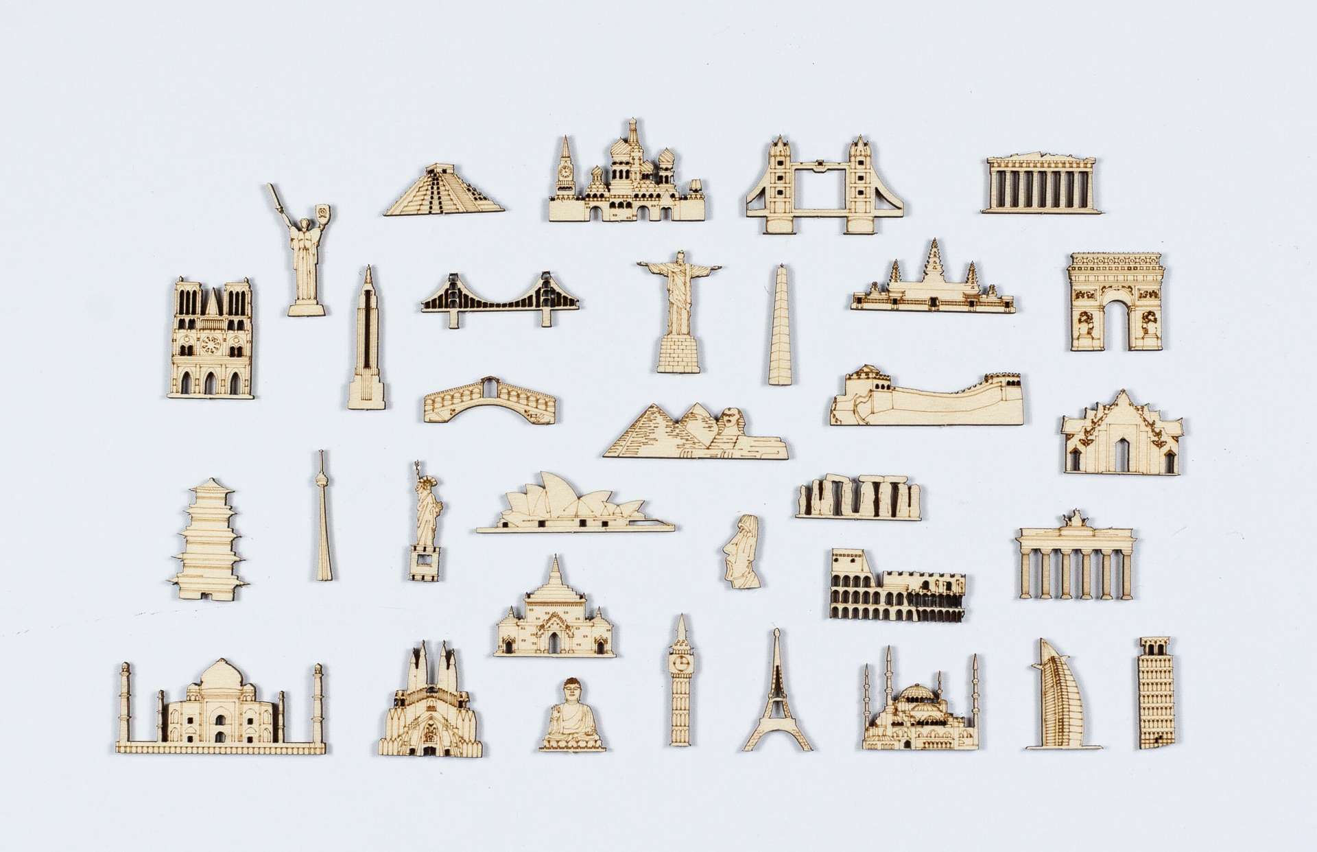 Wooden Mini Landmarks (stickable)
