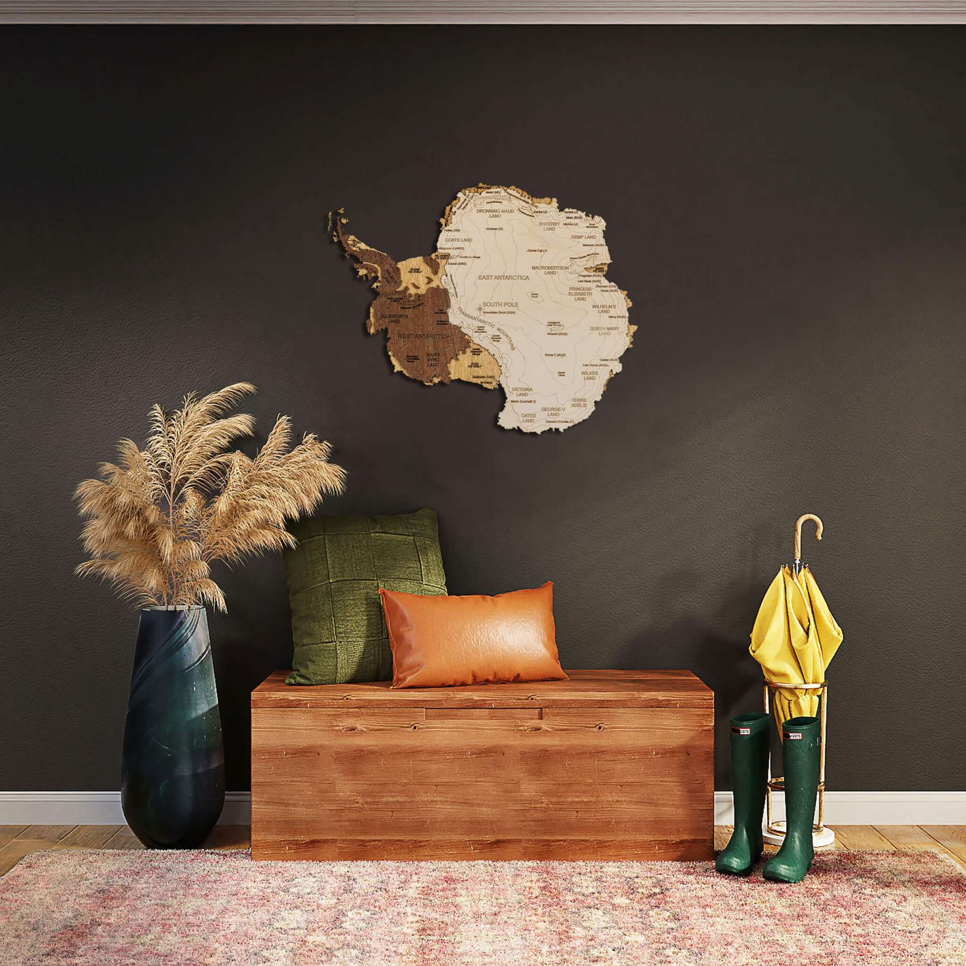 3D puidust kaart Antarktikast