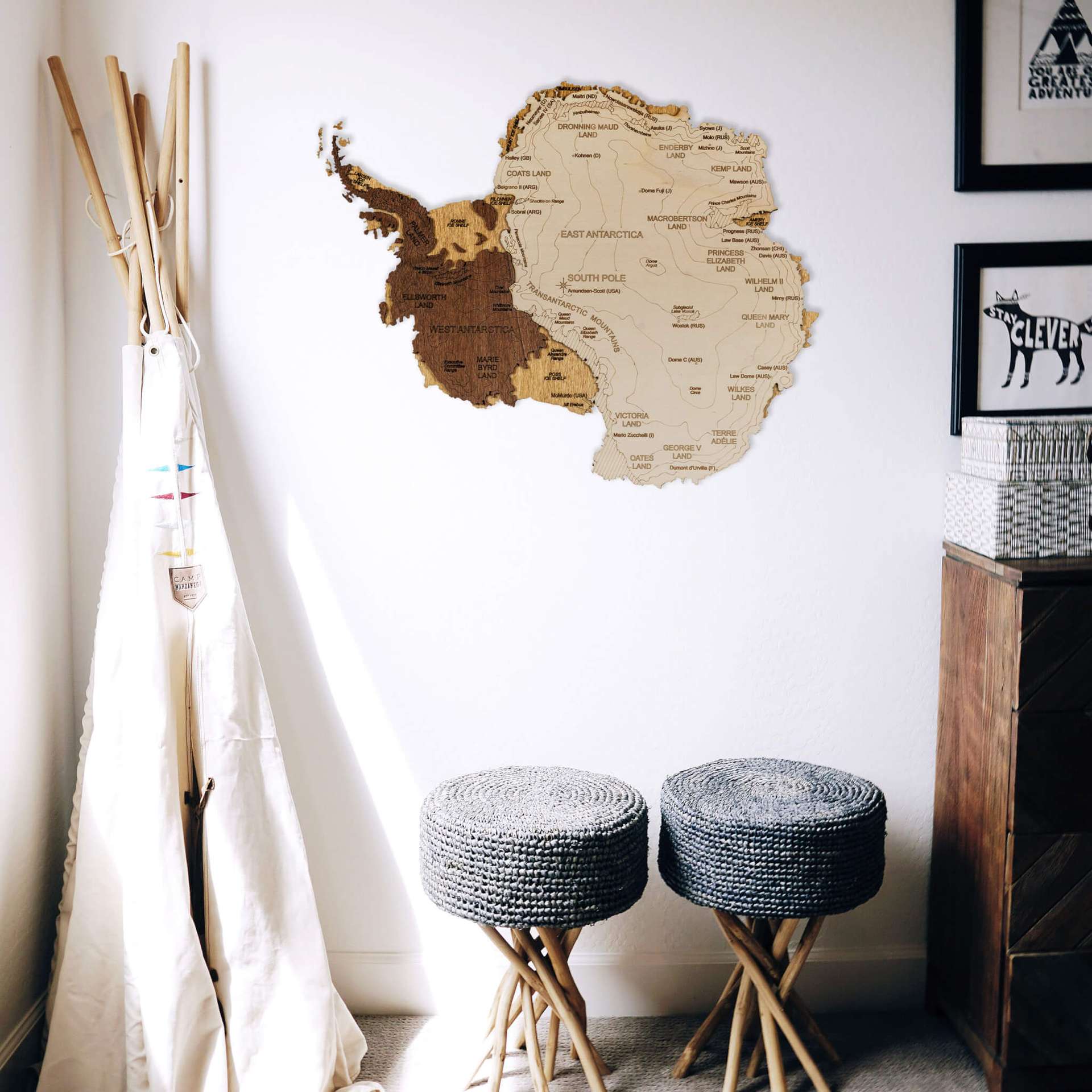 3D Wooden Map of Antarctica