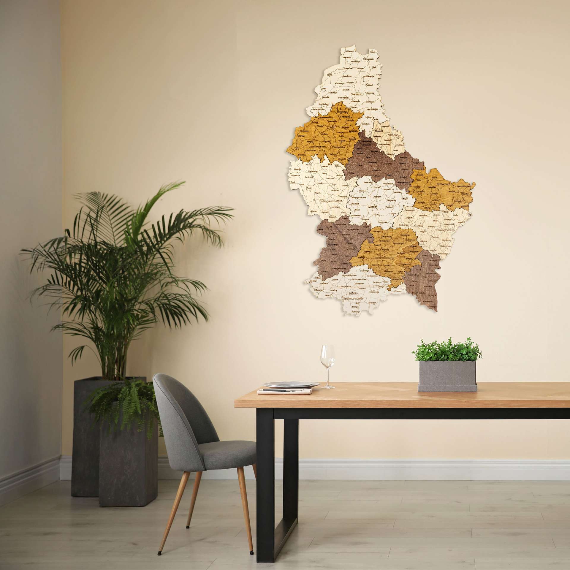 Wooden Map of Luxembourg
