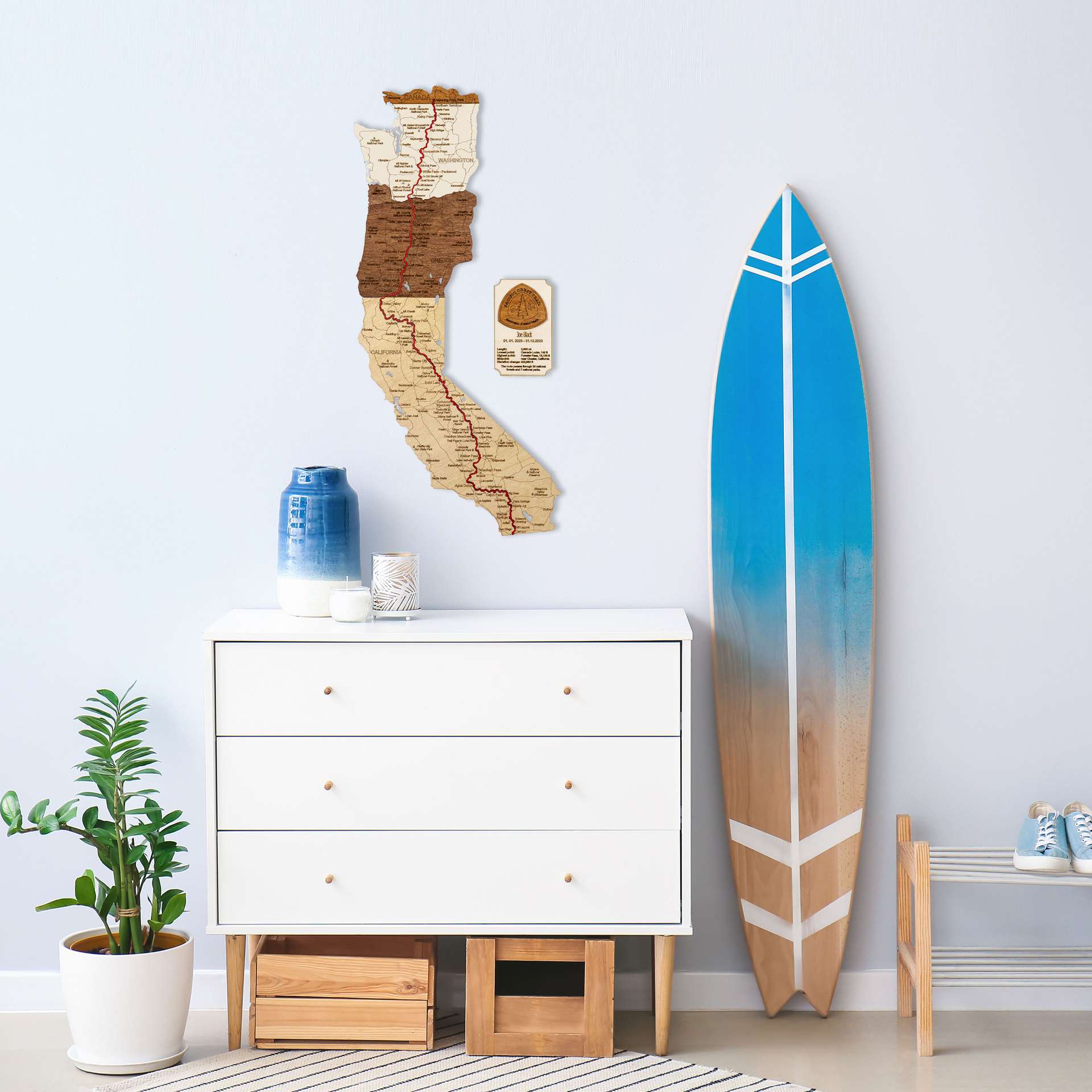 Pacific Crest Trail Wooden Map (PCT)