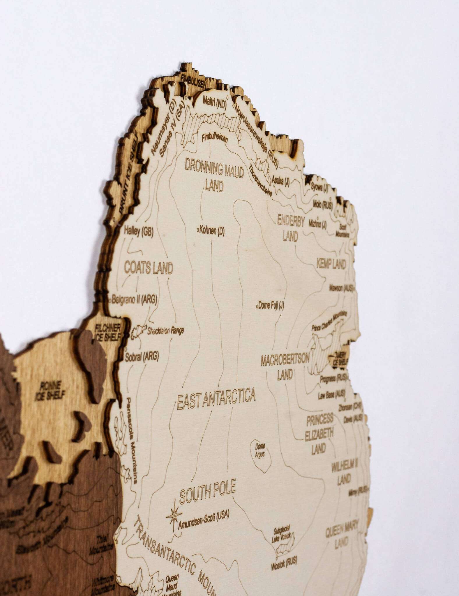 3D Wooden Map of Antarctica