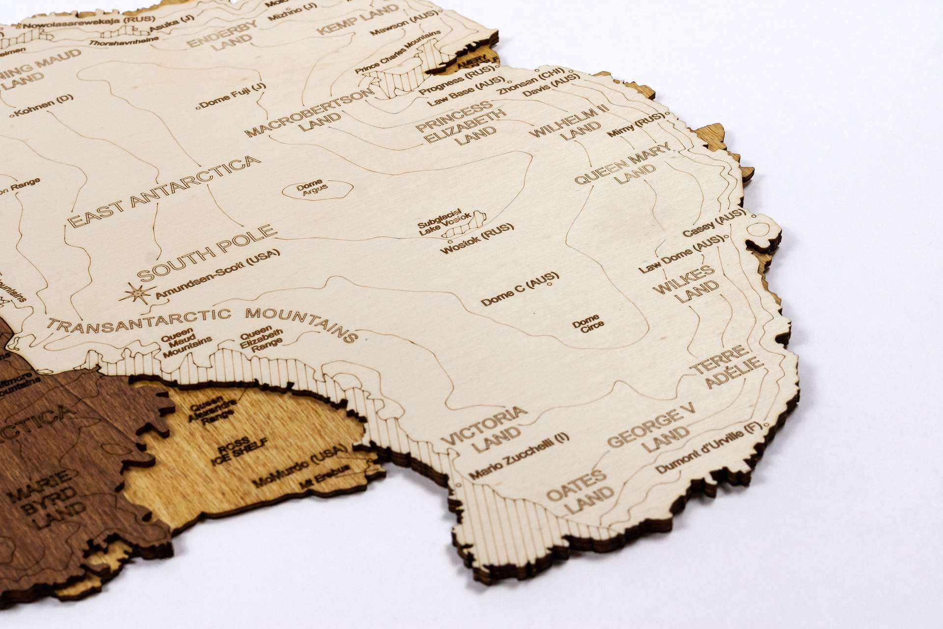 3D Wooden Map of Antarctica