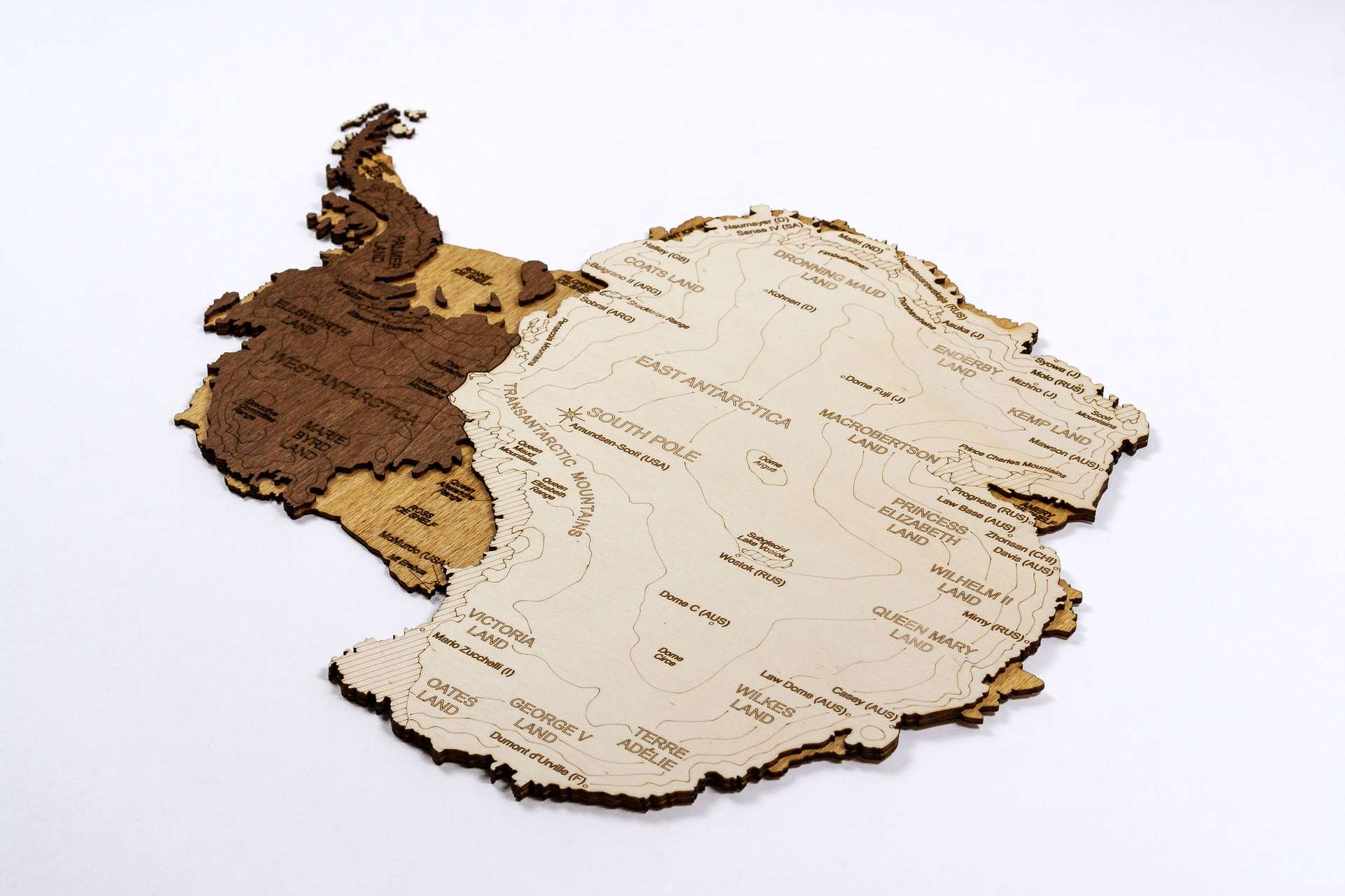3D Wooden Map of Antarctica