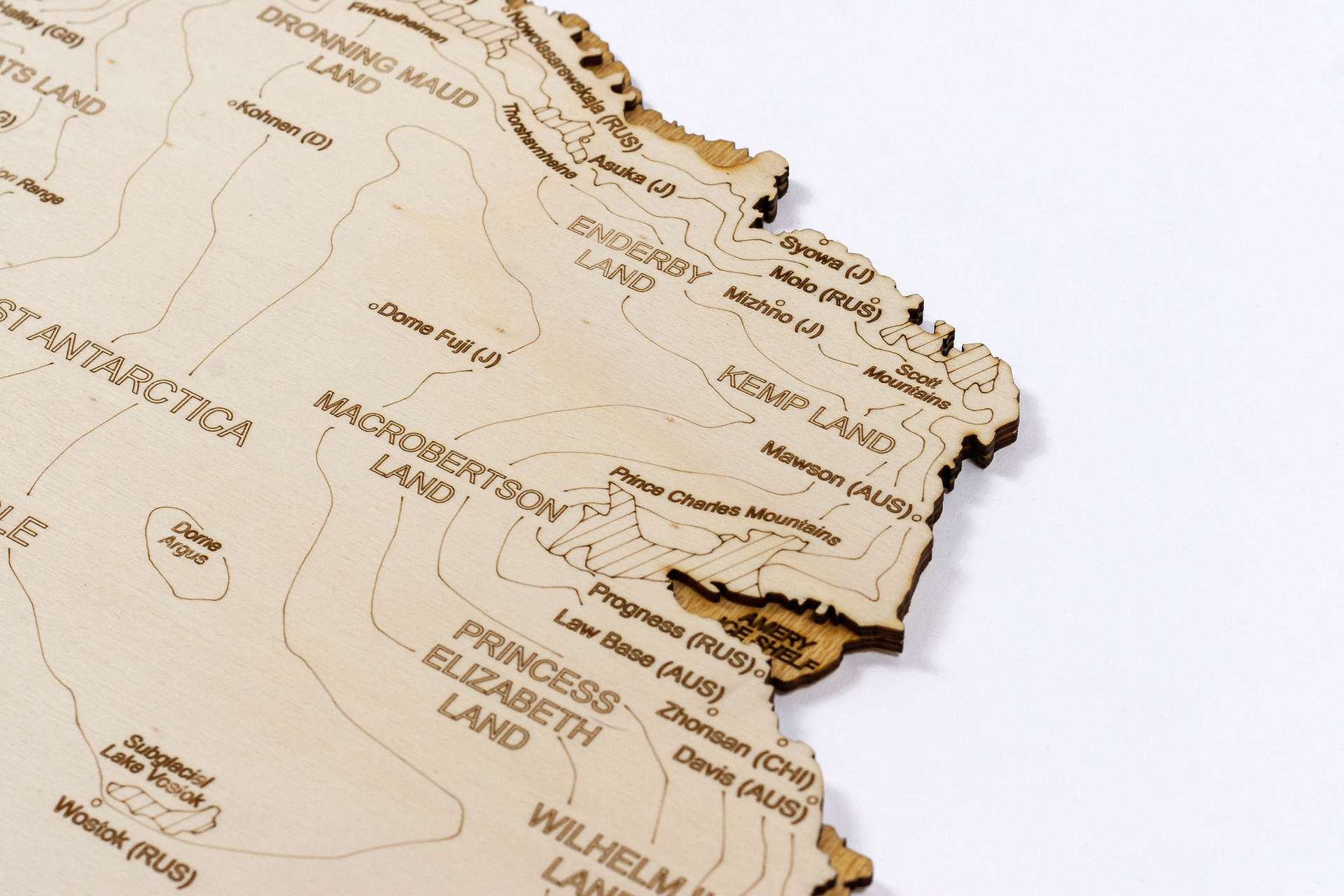 3D Wooden Map of Antarctica