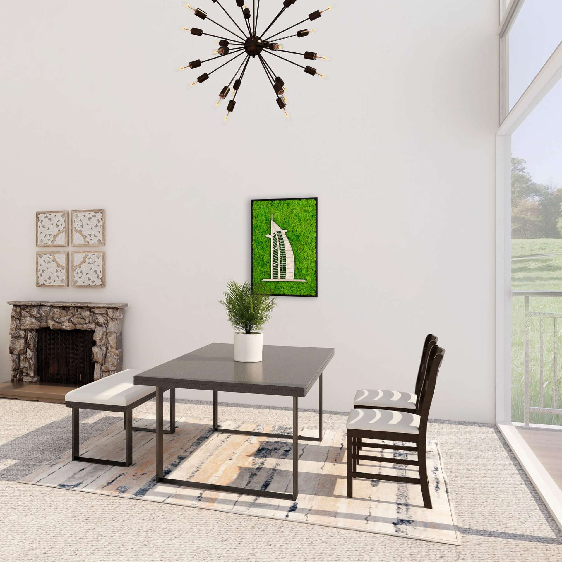 Framed World Landmark Lichen Artwork