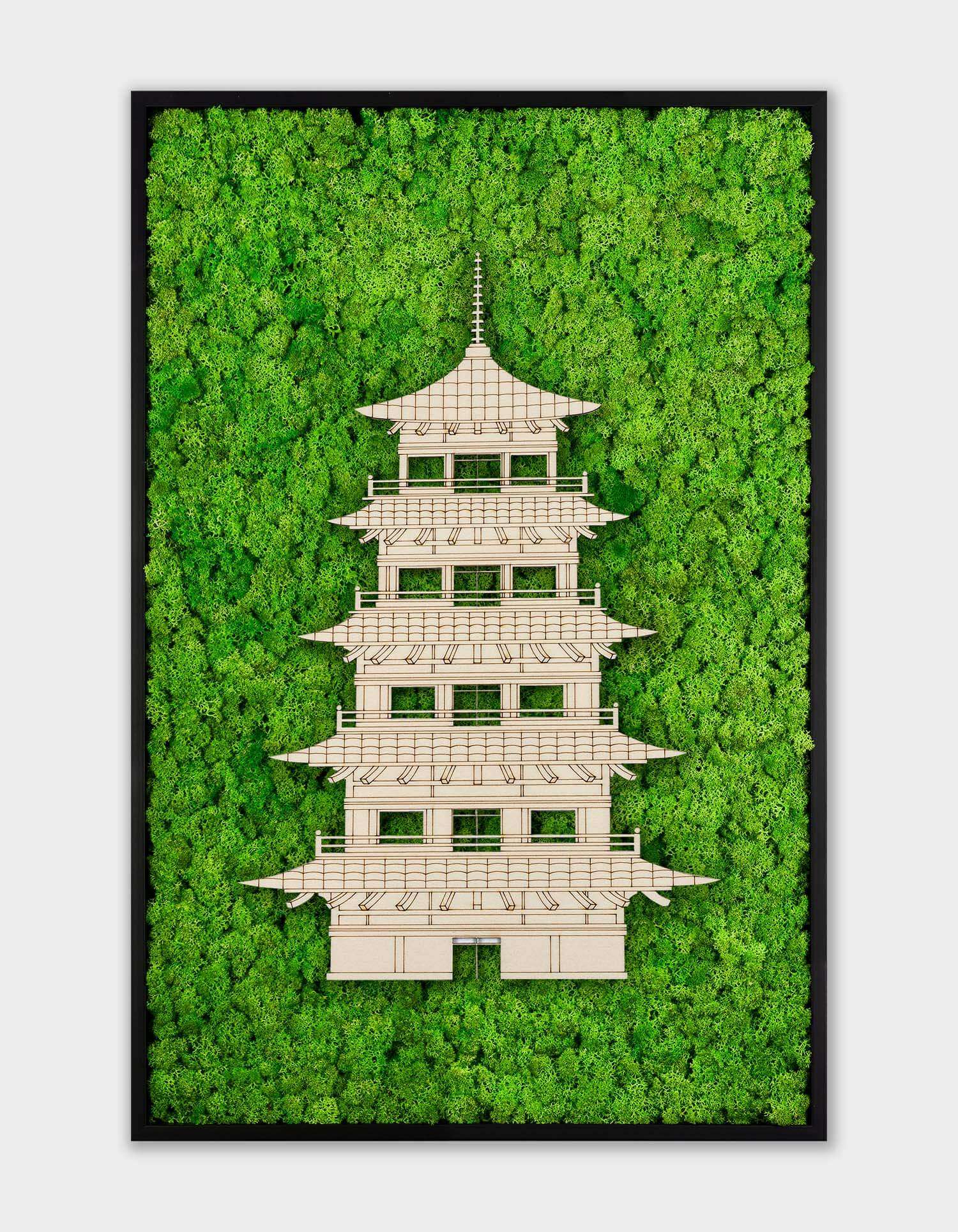 Framed World Landmark Lichen Artwork