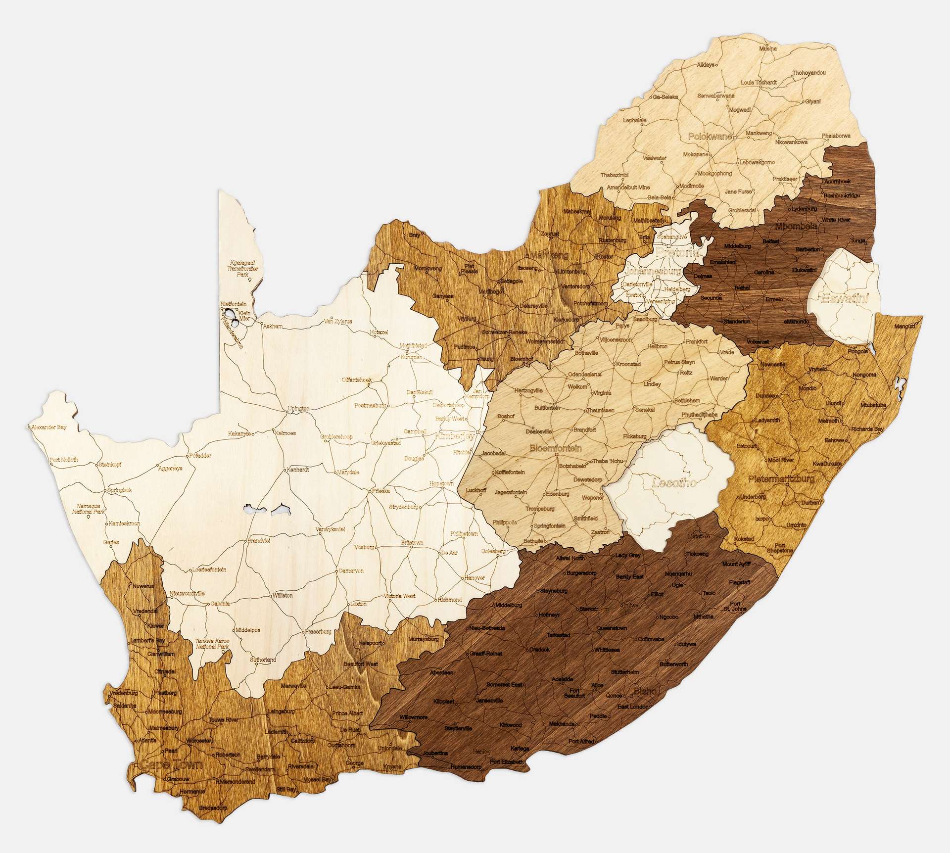South Africa Wooden Map
