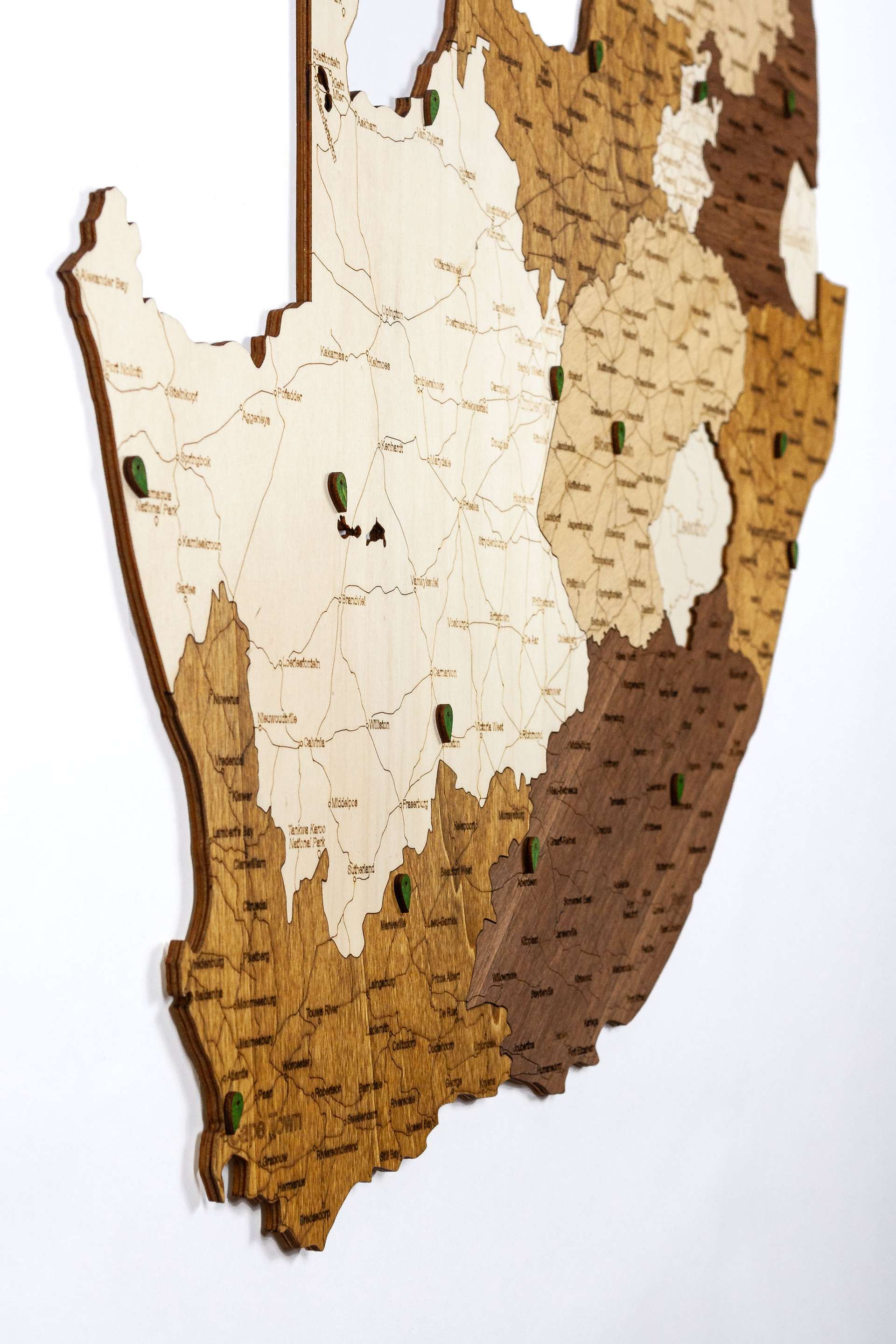 South Africa Wooden Map