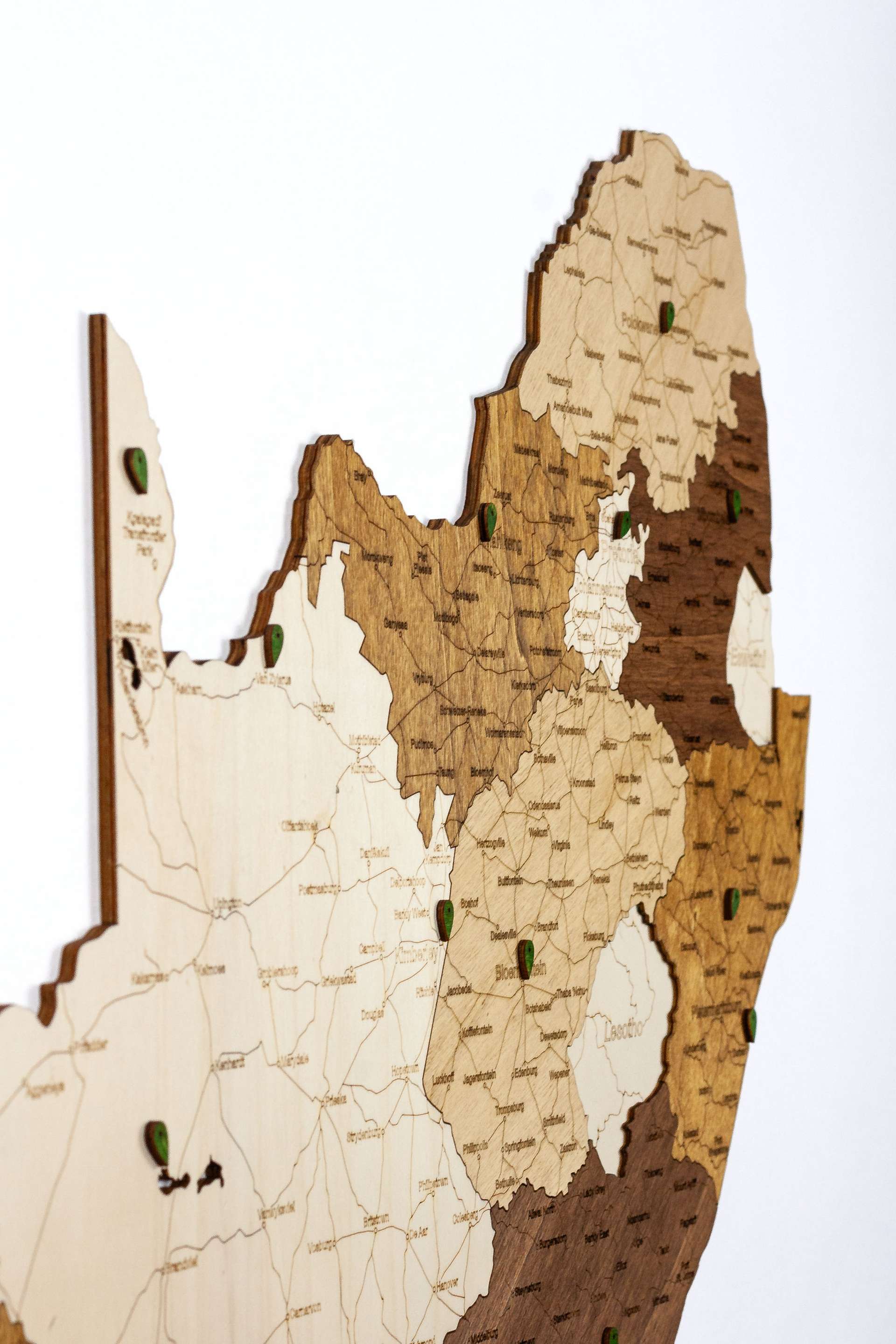 South Africa Wooden Map