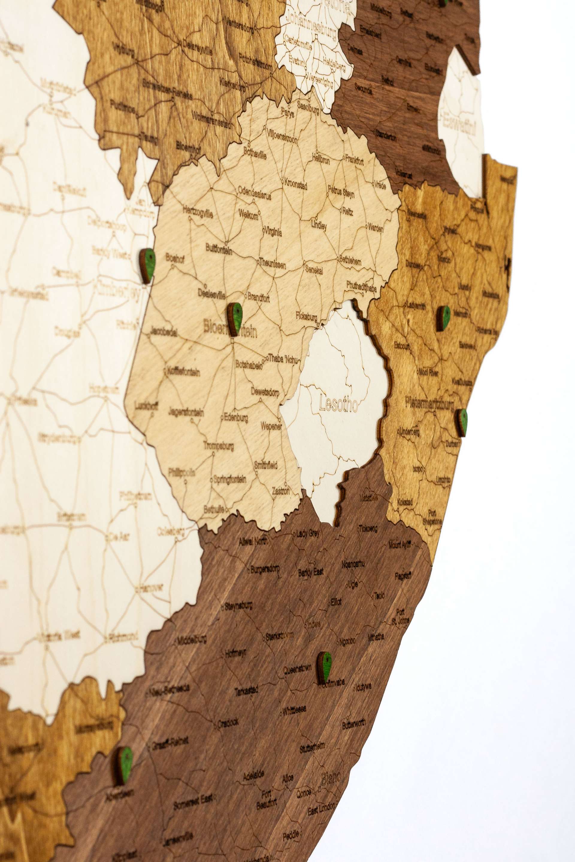 South Africa Wooden Map