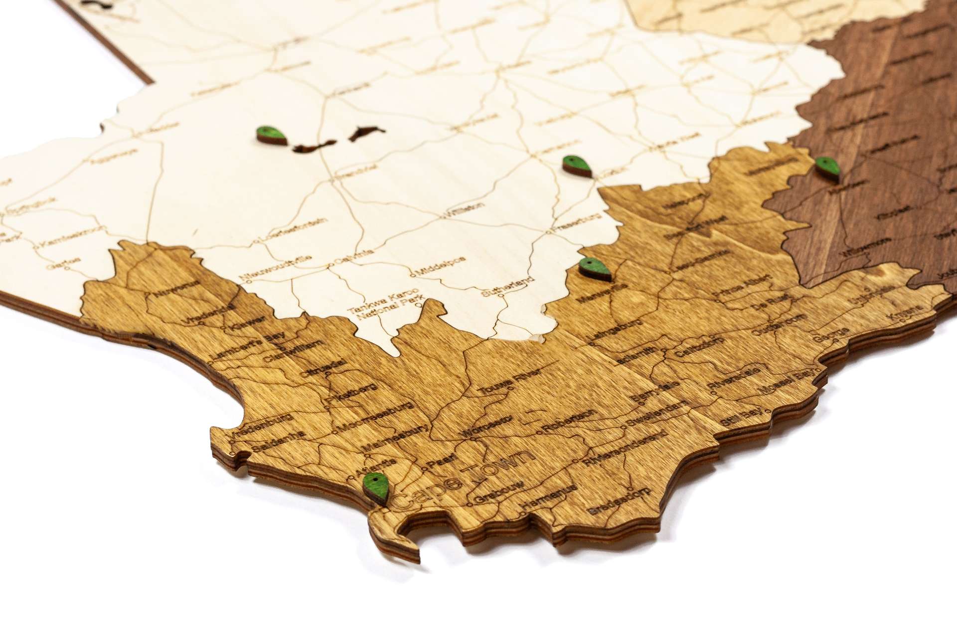 South Africa Wooden Map