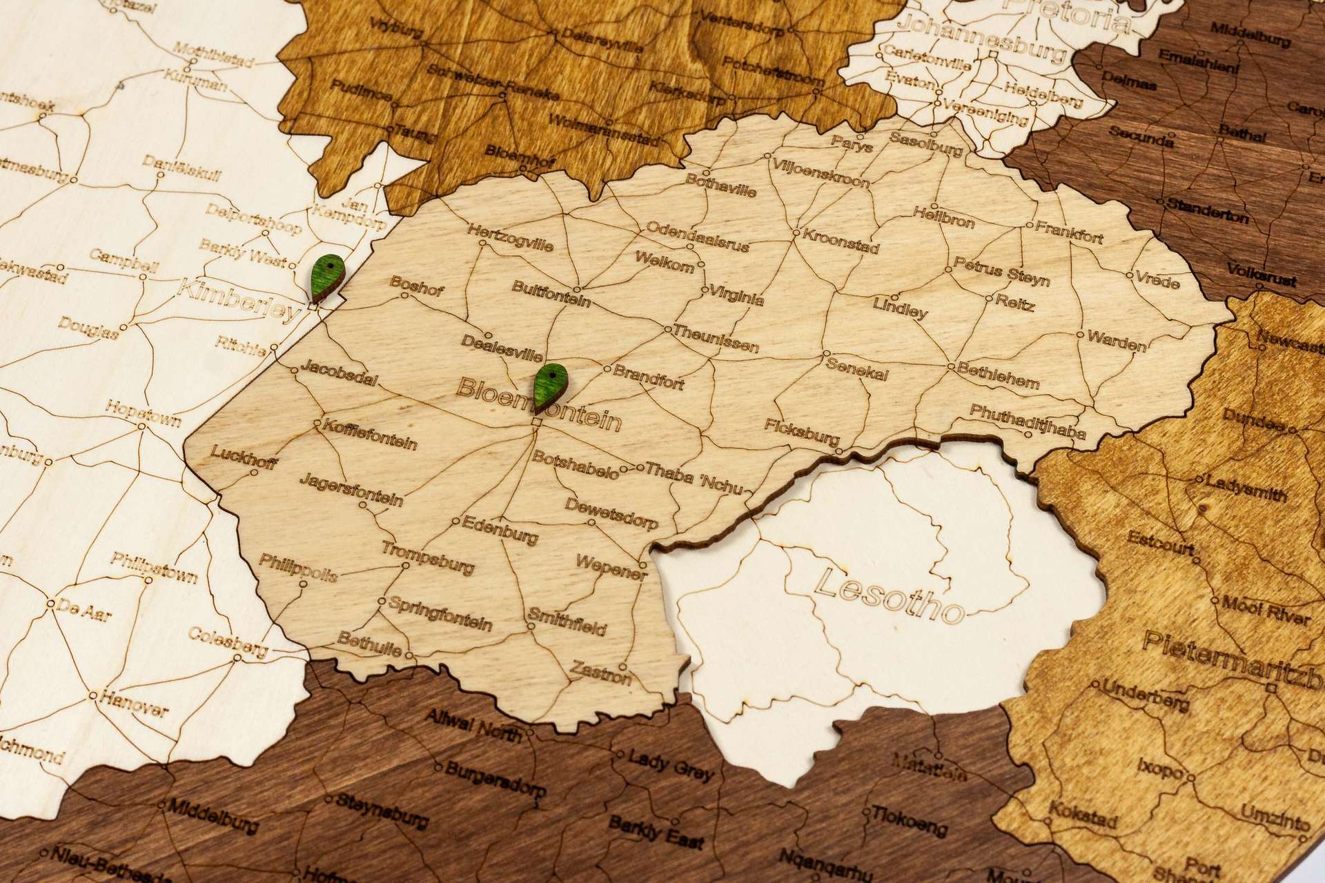 South Africa Wooden Map