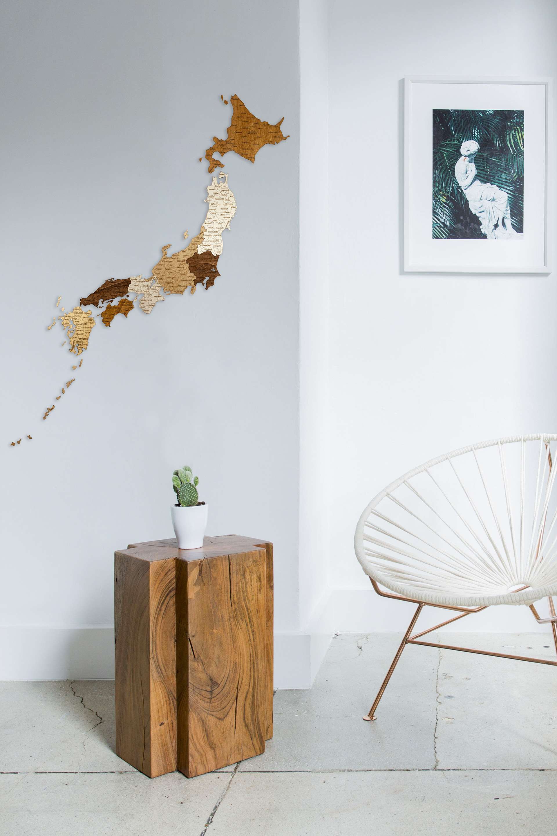 Kart over Japan i tre