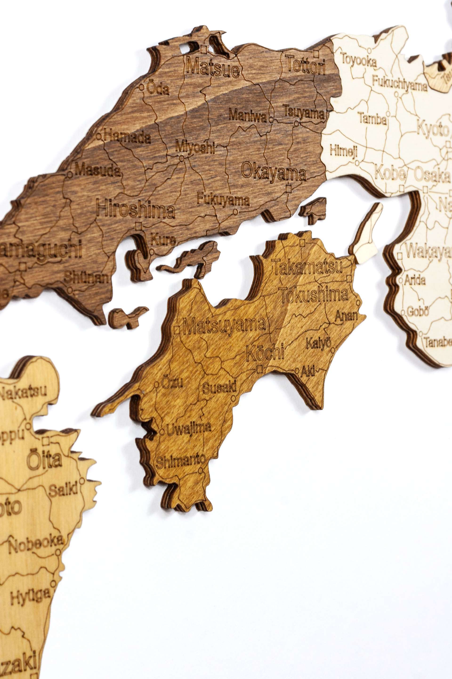 Kart over Japan i tre