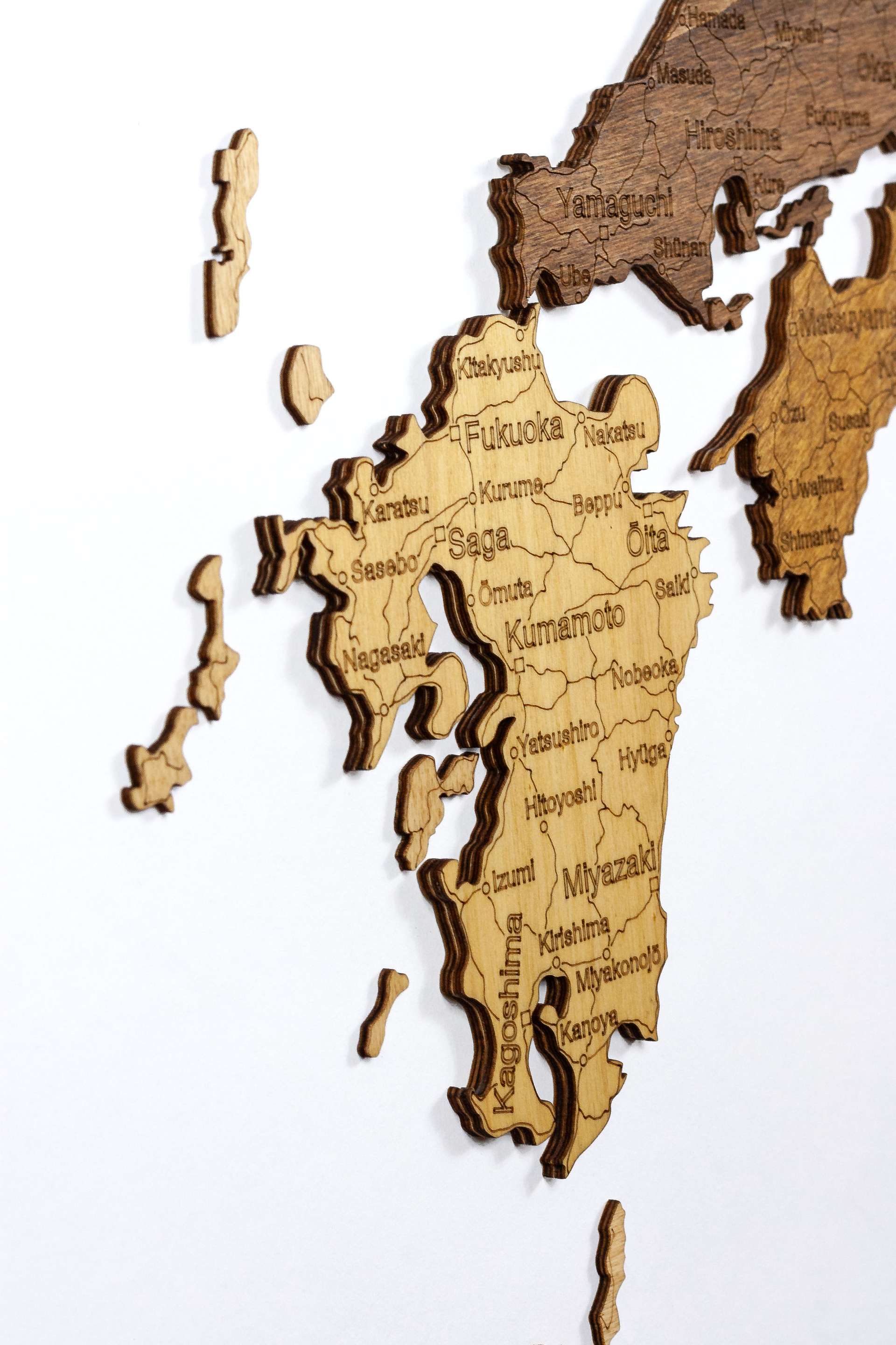 Kart over Japan i tre