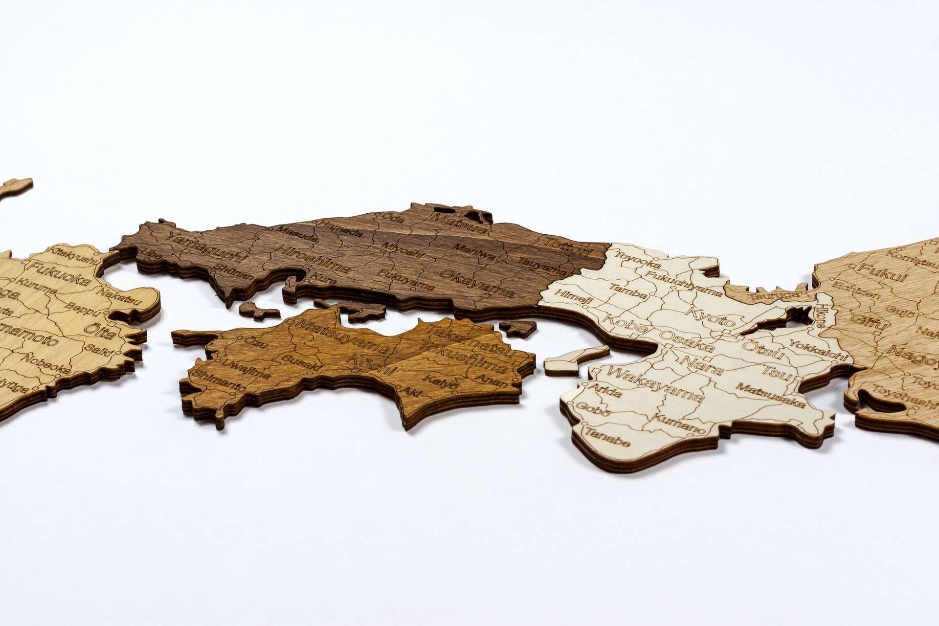 Kart over Japan i tre