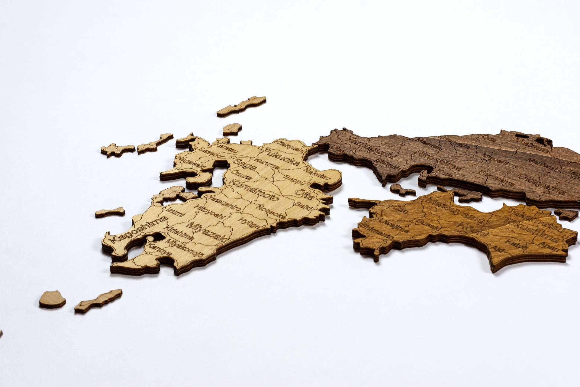 Kart over Japan i tre