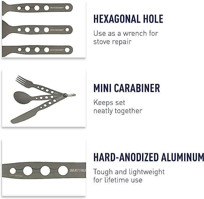 SeaToSummit Alphaset 3pc Cut (Knife,Fork,Spoon)