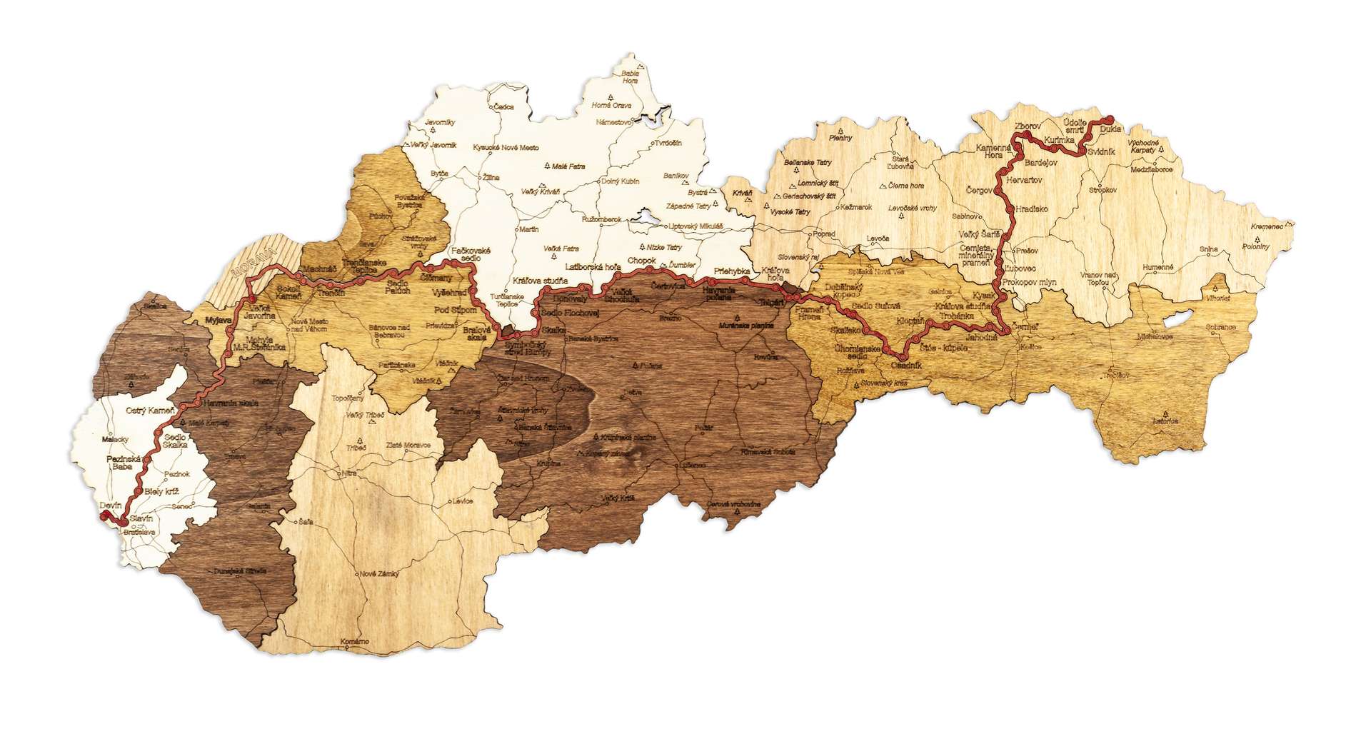 Wooden map of Slovakia The SNP route