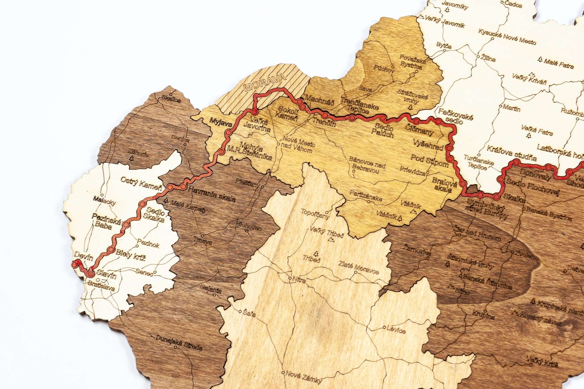 Wooden map of Slovakia The SNP route