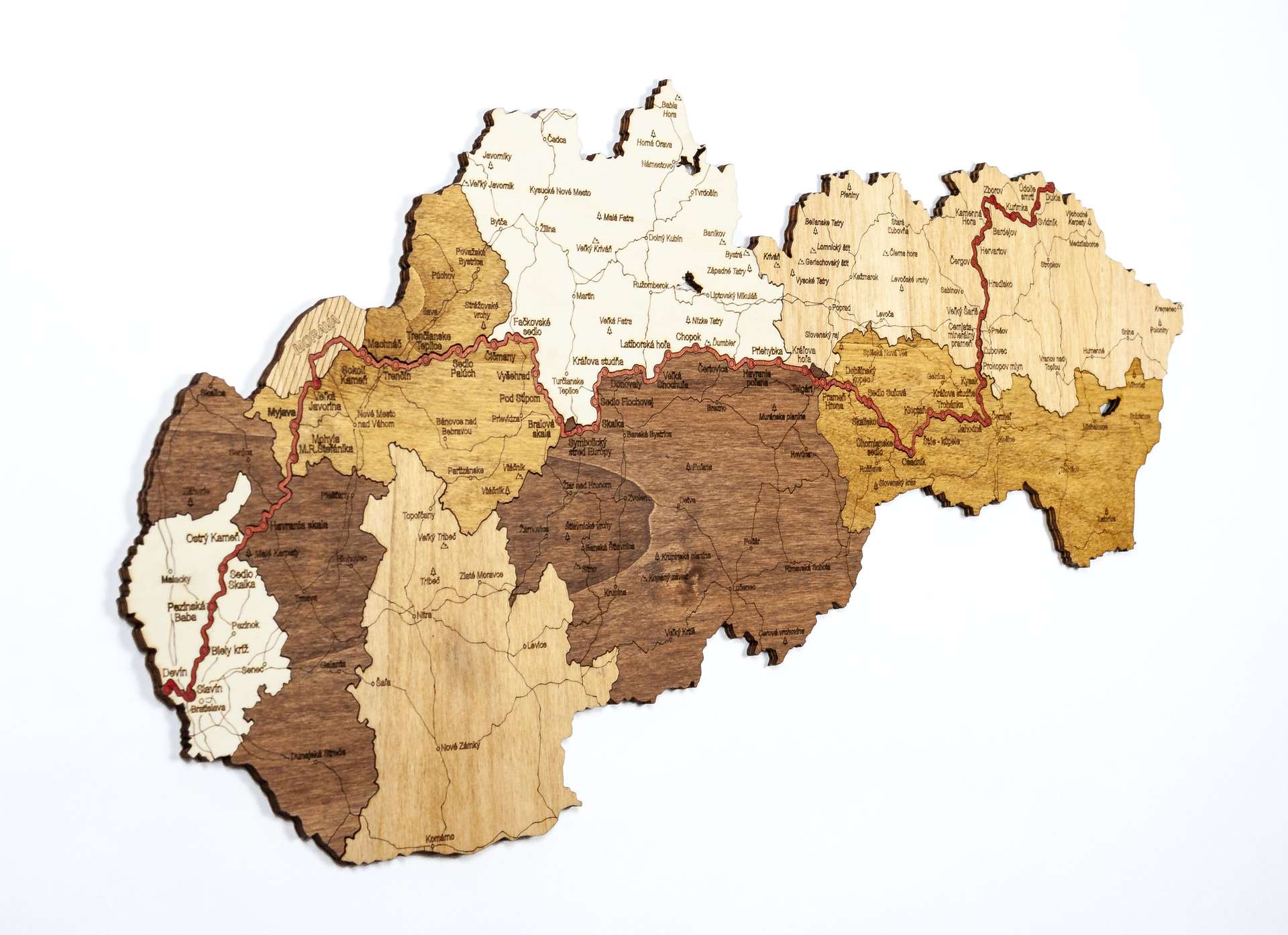 Wooden map of Slovakia The SNP route