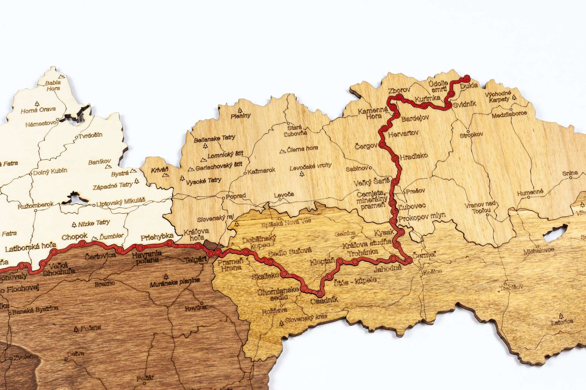 Wooden map of Slovakia The SNP route