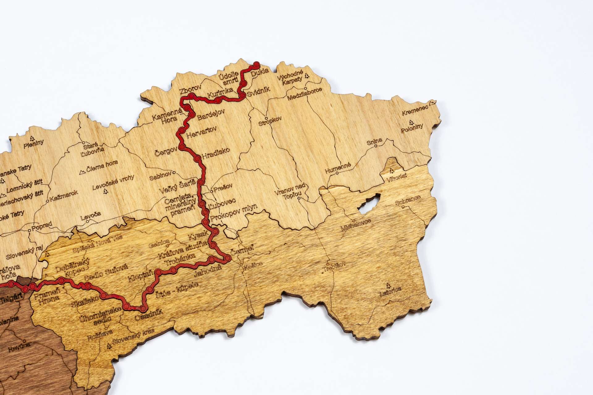 Wooden map of Slovakia The SNP route