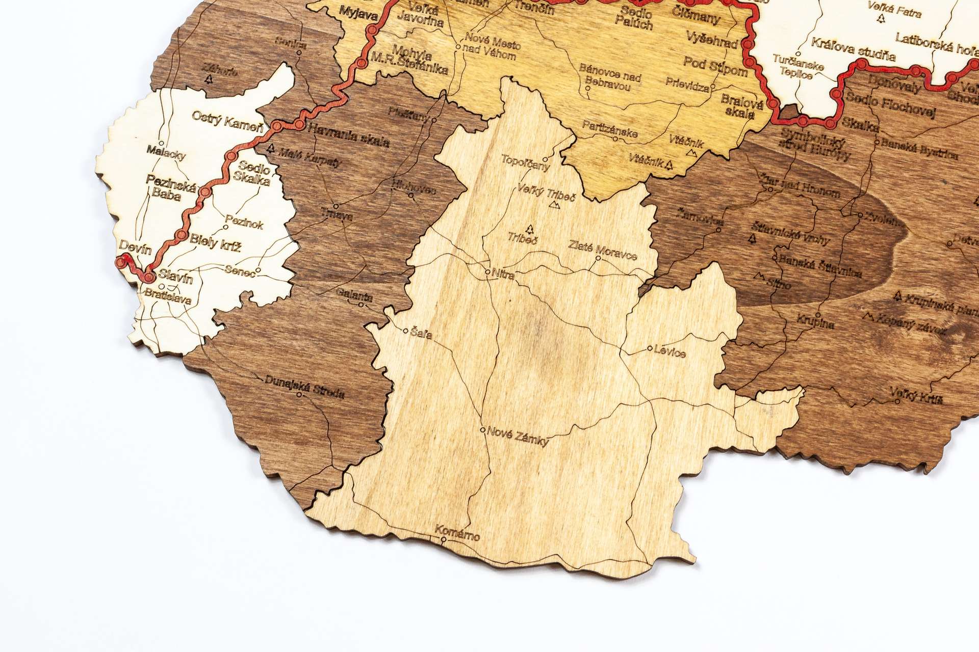 Wooden map of Slovakia The SNP route