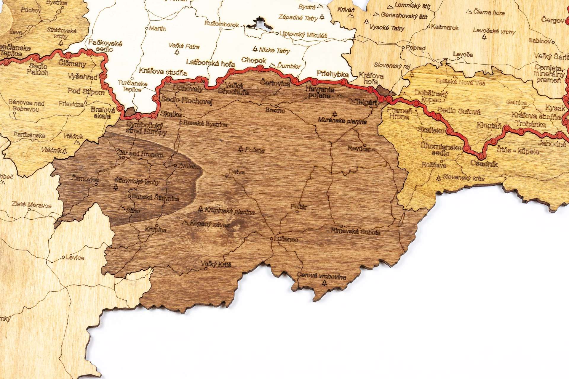 Wooden map of Slovakia The SNP route