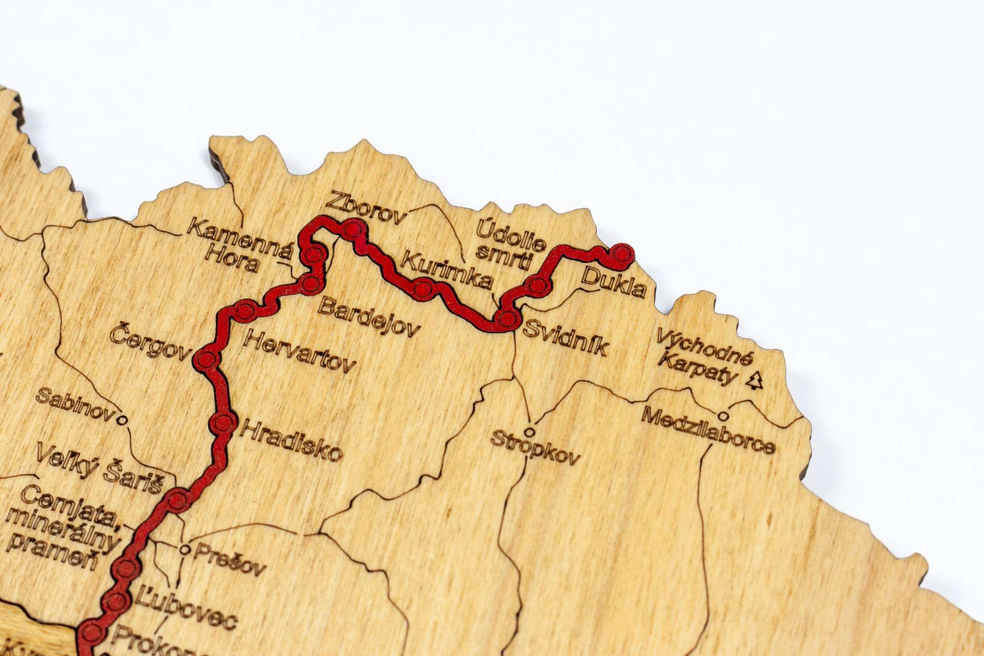 Wooden map of Slovakia The SNP route
