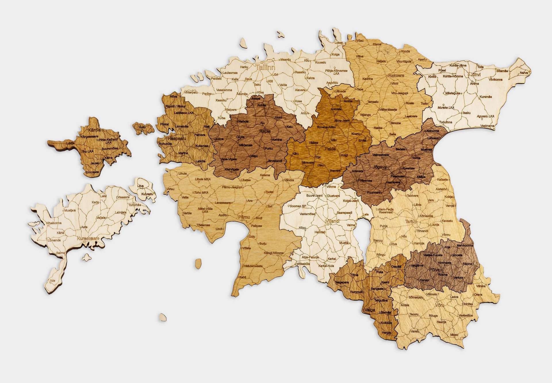 Estonia Wooden Map