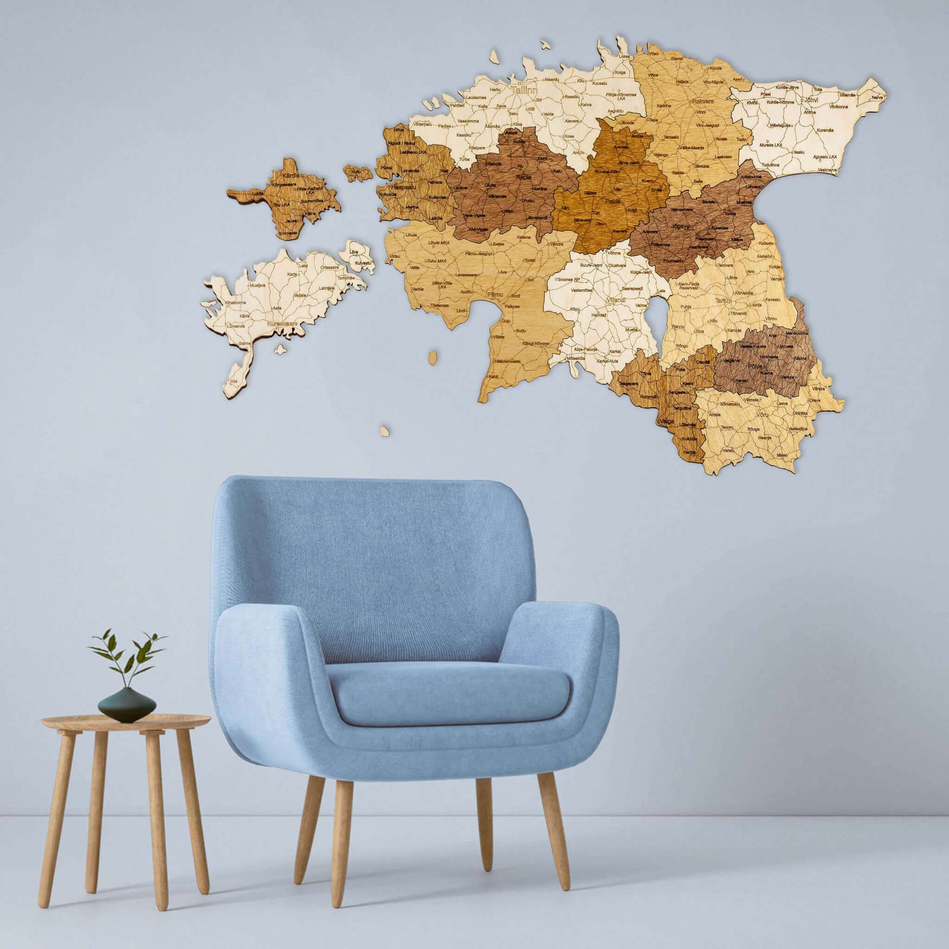 Estonia Wooden Map
